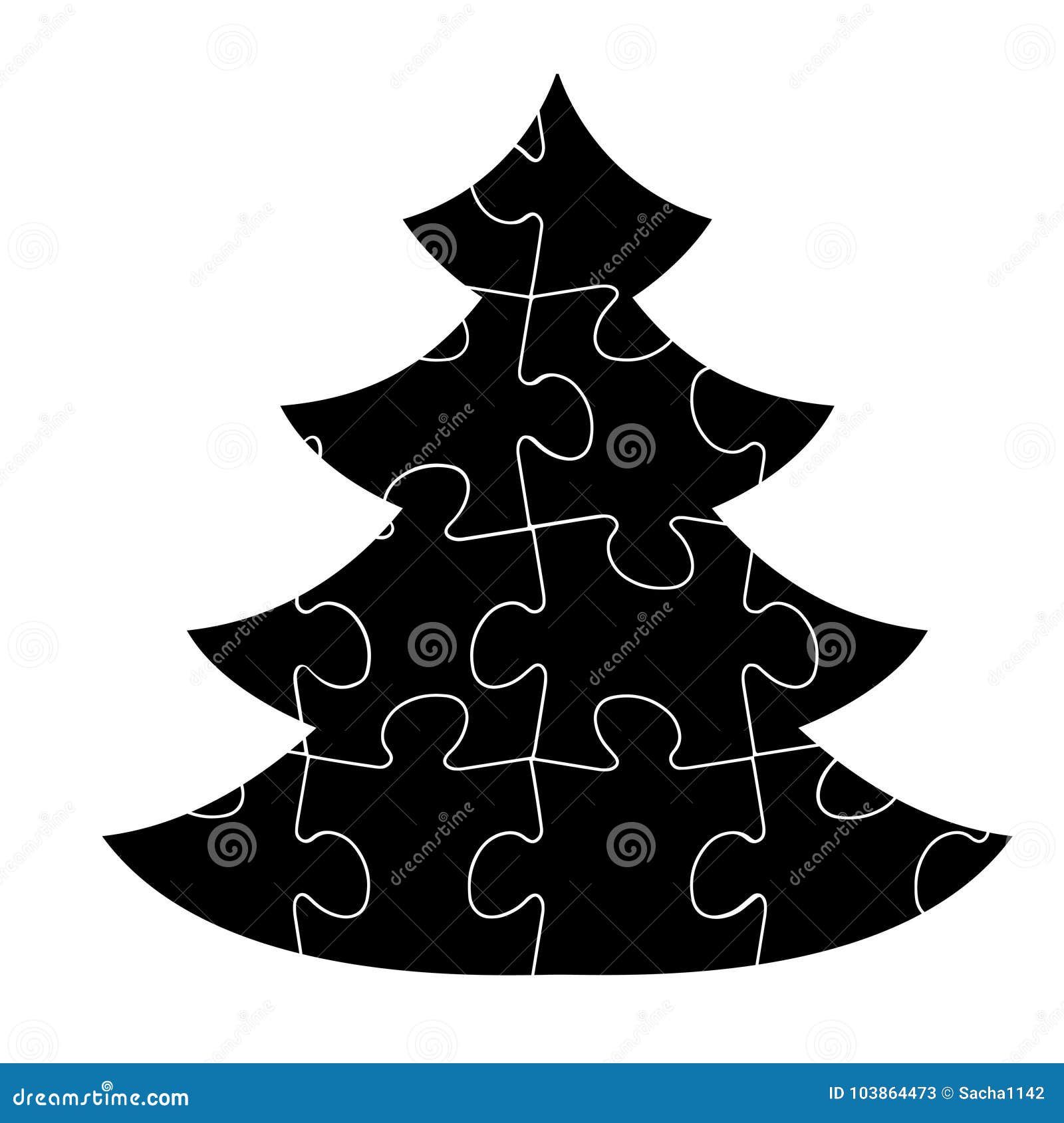Simple Vector Christmas Tree Made from Puzzle Stock Vector