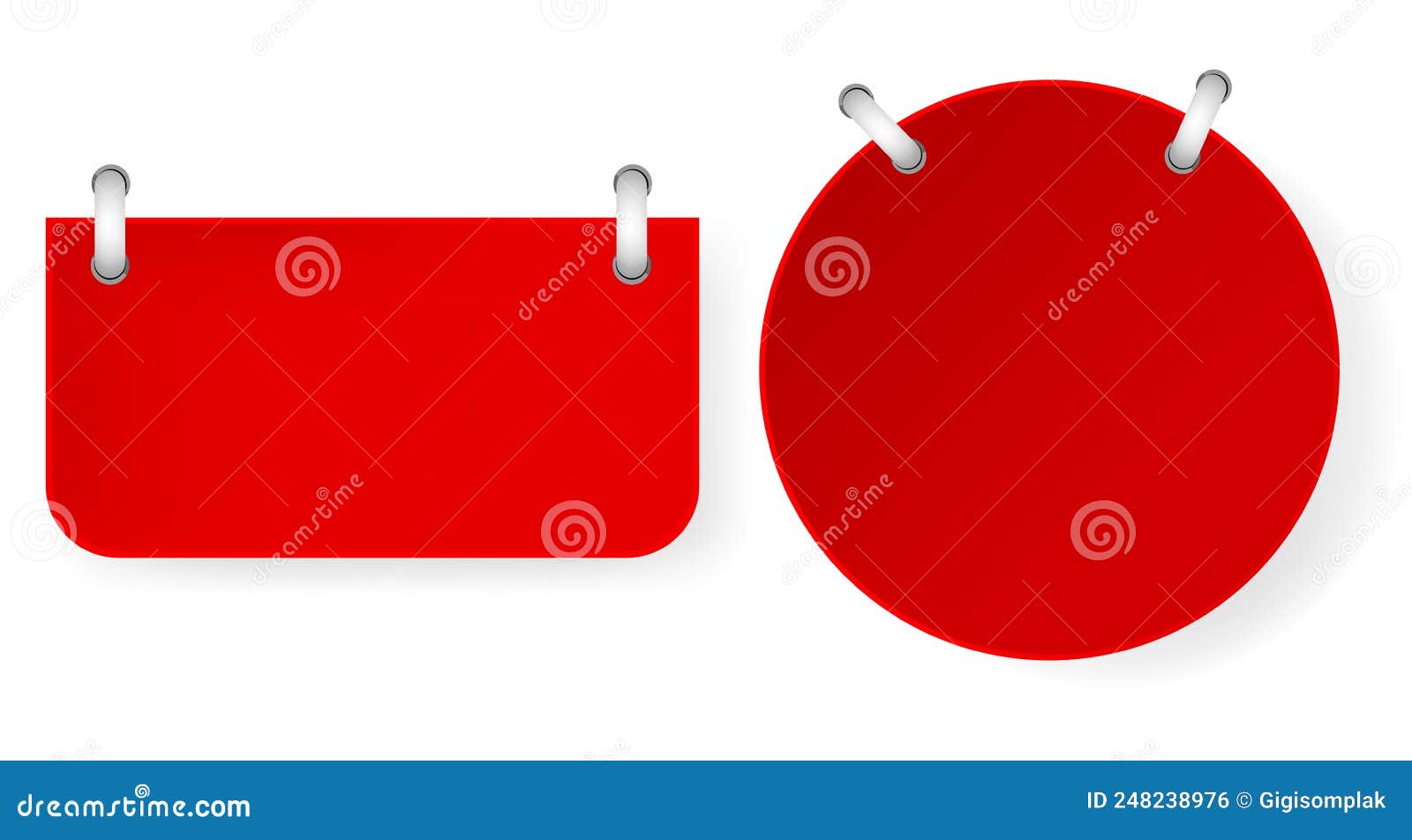 Simple Vector Circle and Rectangle Red Paper Cut Tag with Spiral Binder