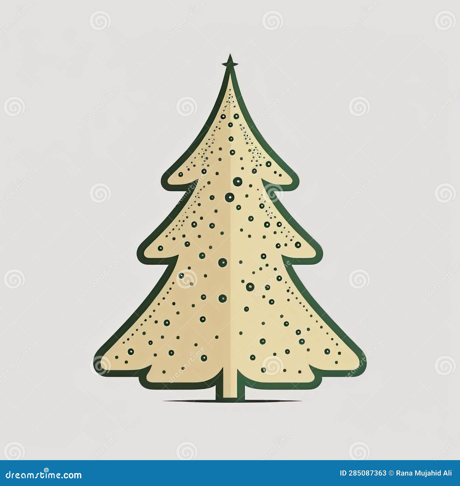 Simple Vector Drawing of a Decorated Christmas Tree, Minimalist Icon