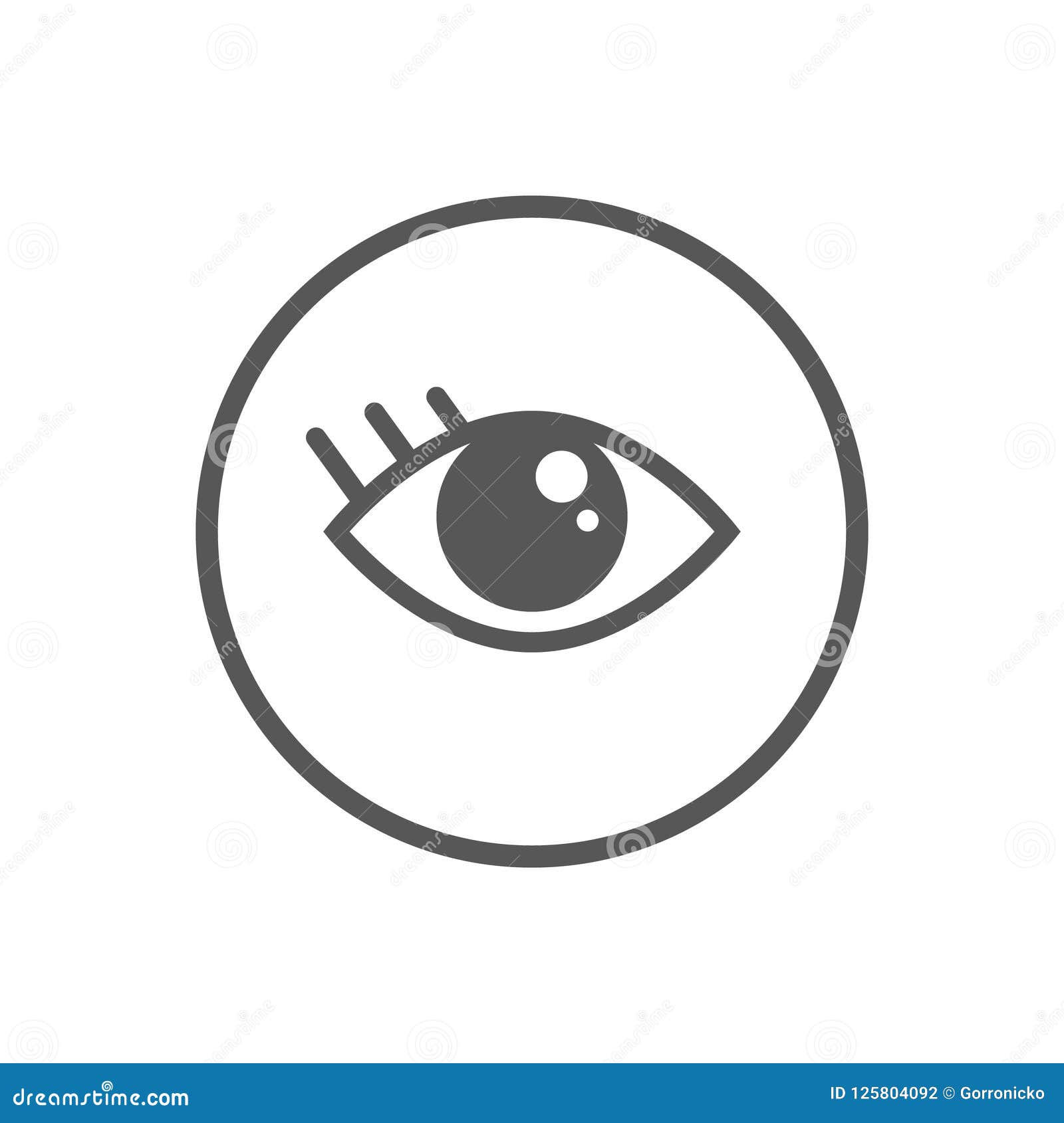 Simple Vector Flat Art Icon of Eye in a Round Frame Stock Vector