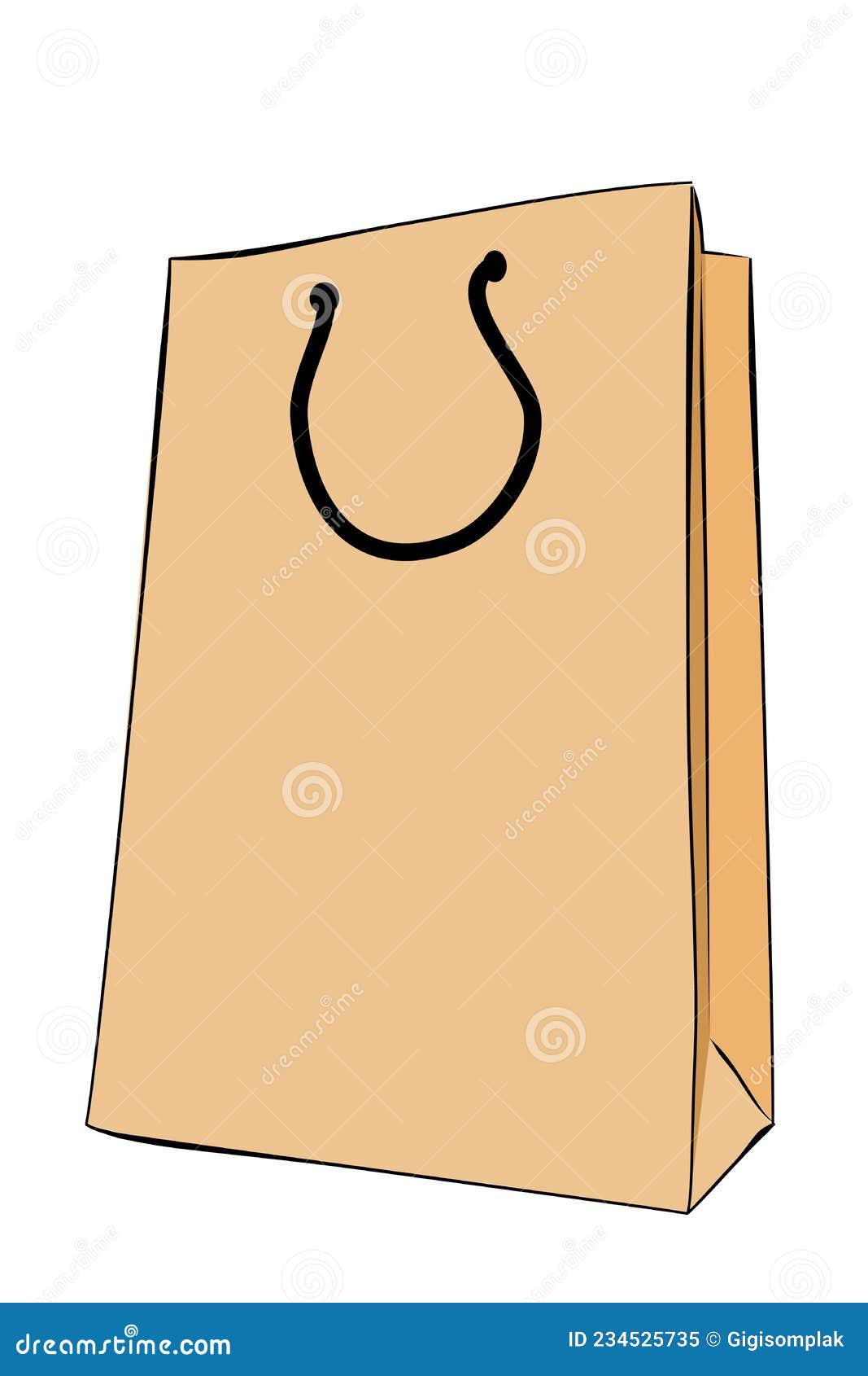 Simple Vector Hand Draw Sketch Brown Mockup of Paper Bag Stock Vector
