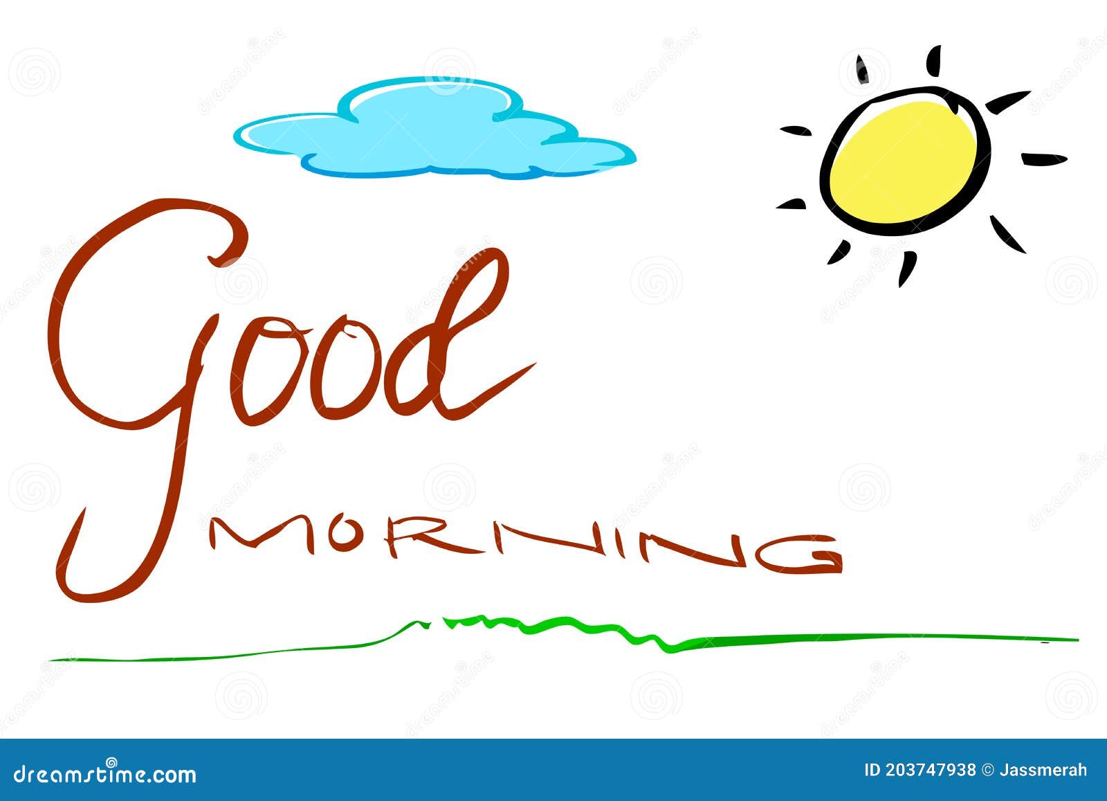 Simple Vector Hand Draw Sketch Lettering, Good Morning, Sun and ...