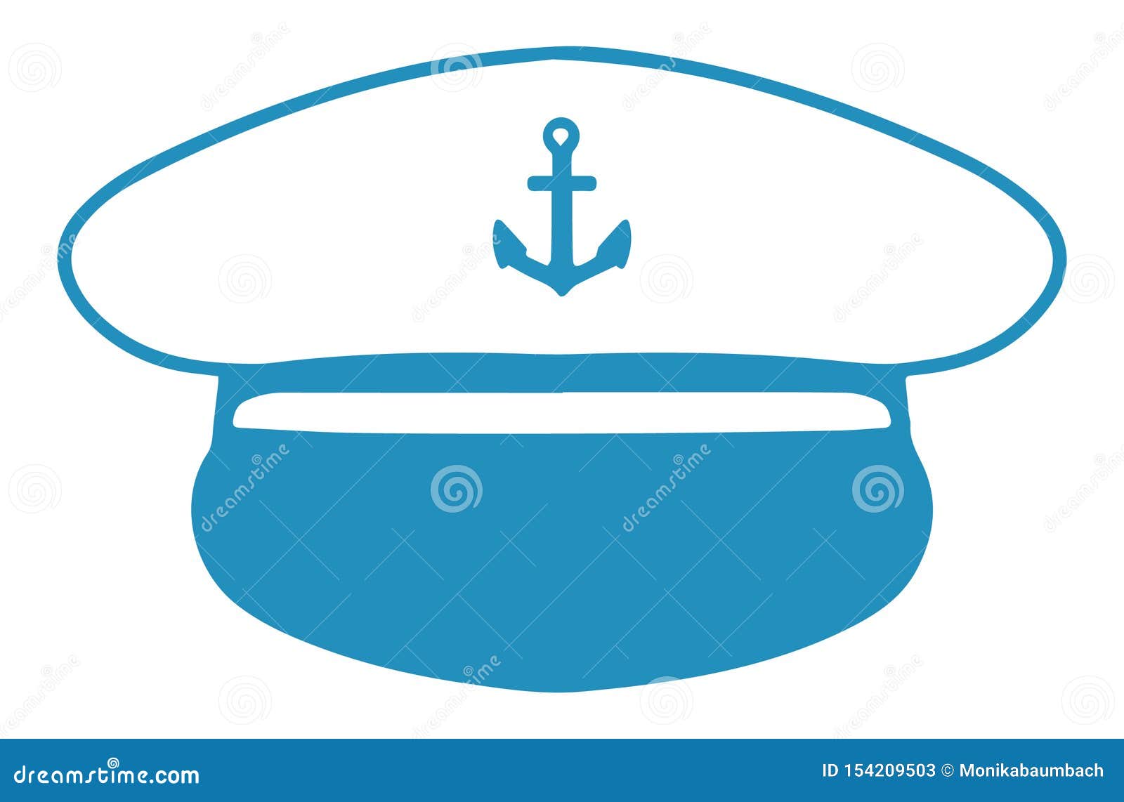 Vector Icon of a Nautical Captain`s Hat Stock Vector Illustration of
