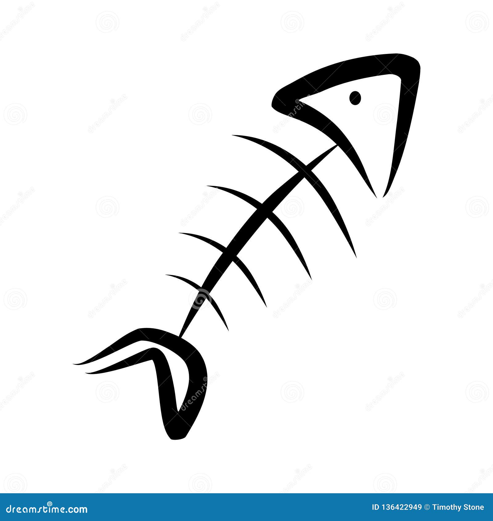 Vector Illustration of a Stylized Fish Skeleton Stock Vector - Illustration  of black, diet: 136422949