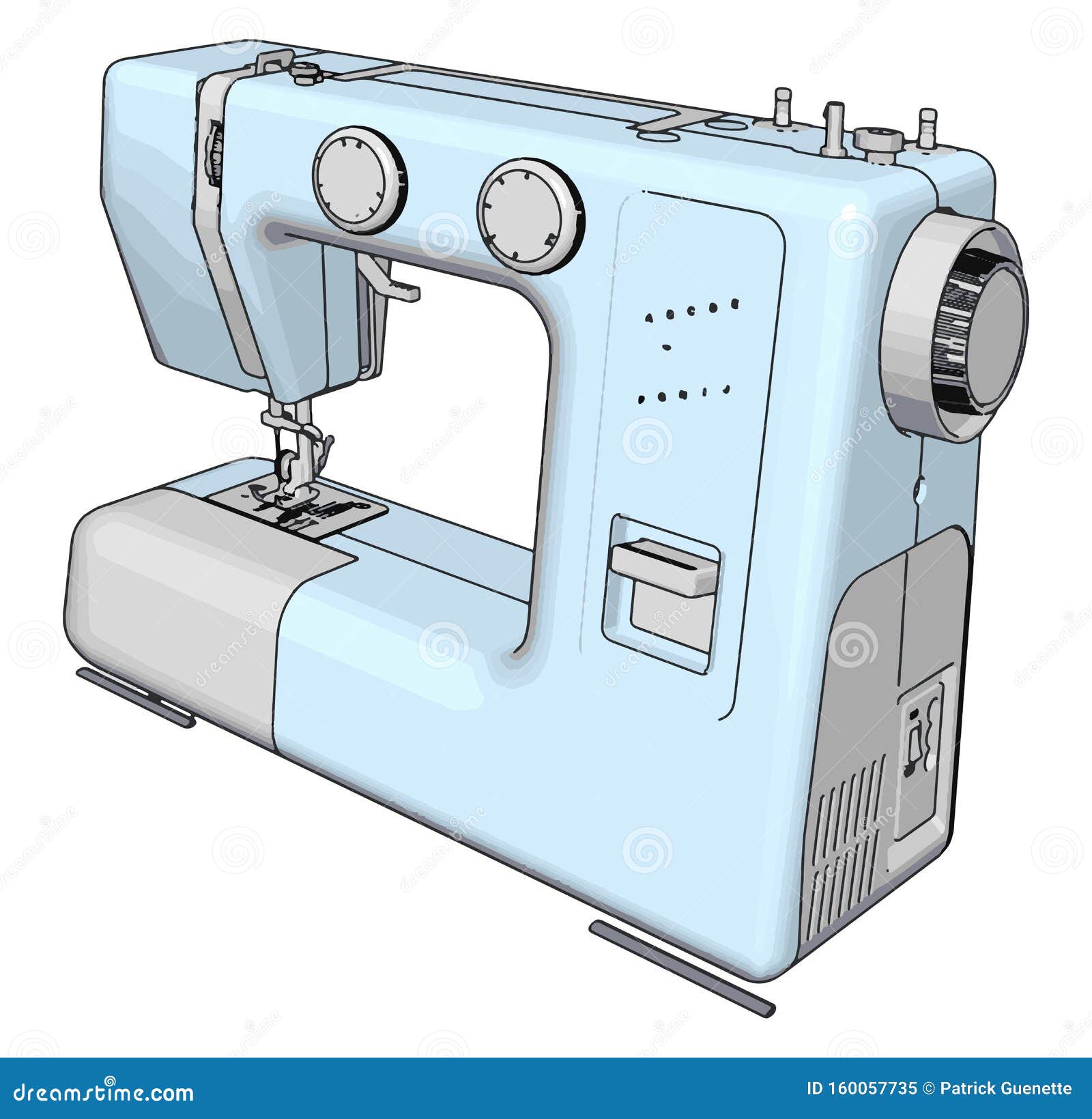 Download Simple Vector Illustration Of A Light Blue Sewing Machine ...