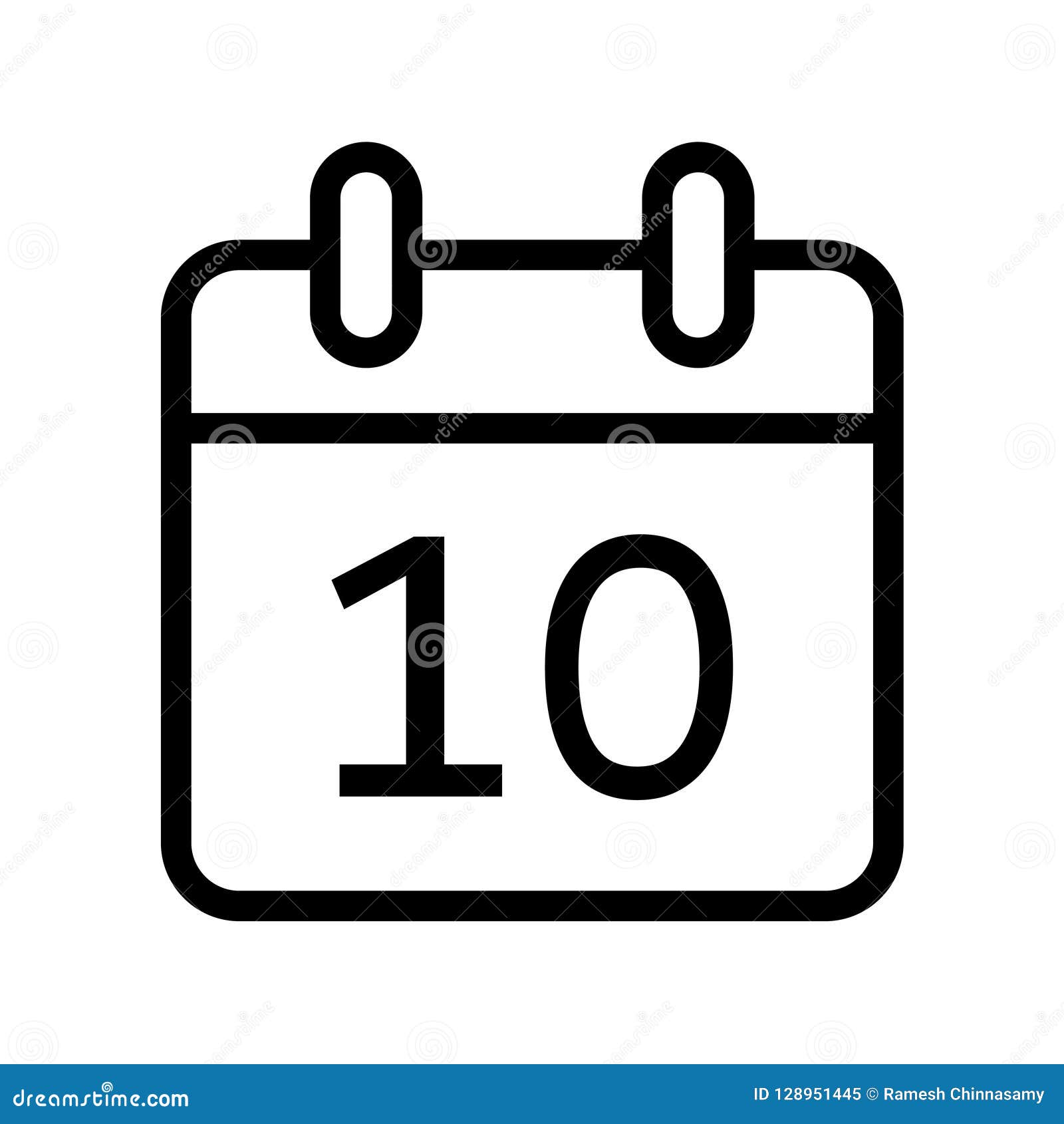 Calendar day ten date icon stock vector. Illustration of holiday