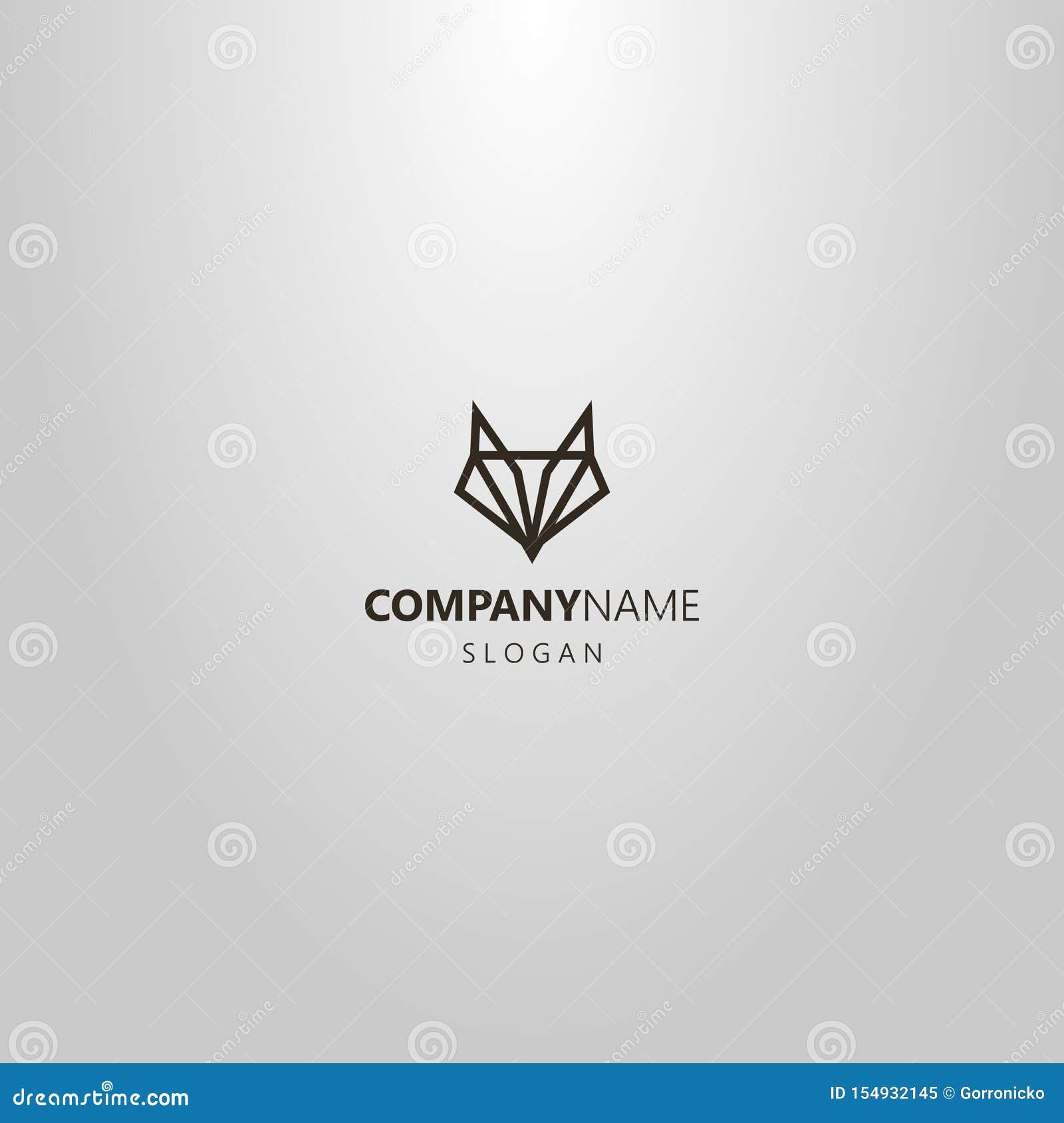 simple  line art geometric logo of an abstract fox or wolf head