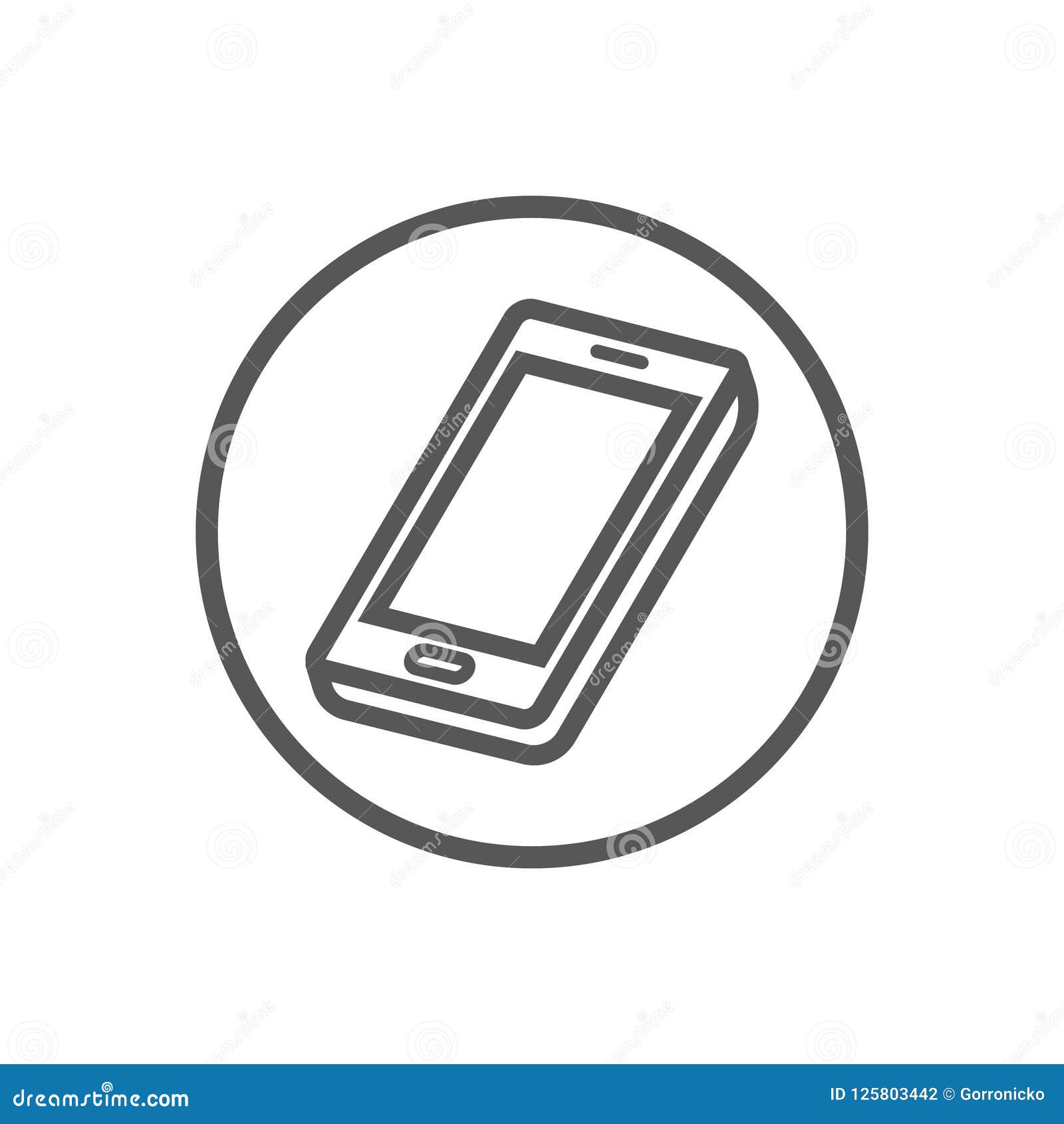 Download Simple Vector Line Art Icon Of Smartphone In The Round ...