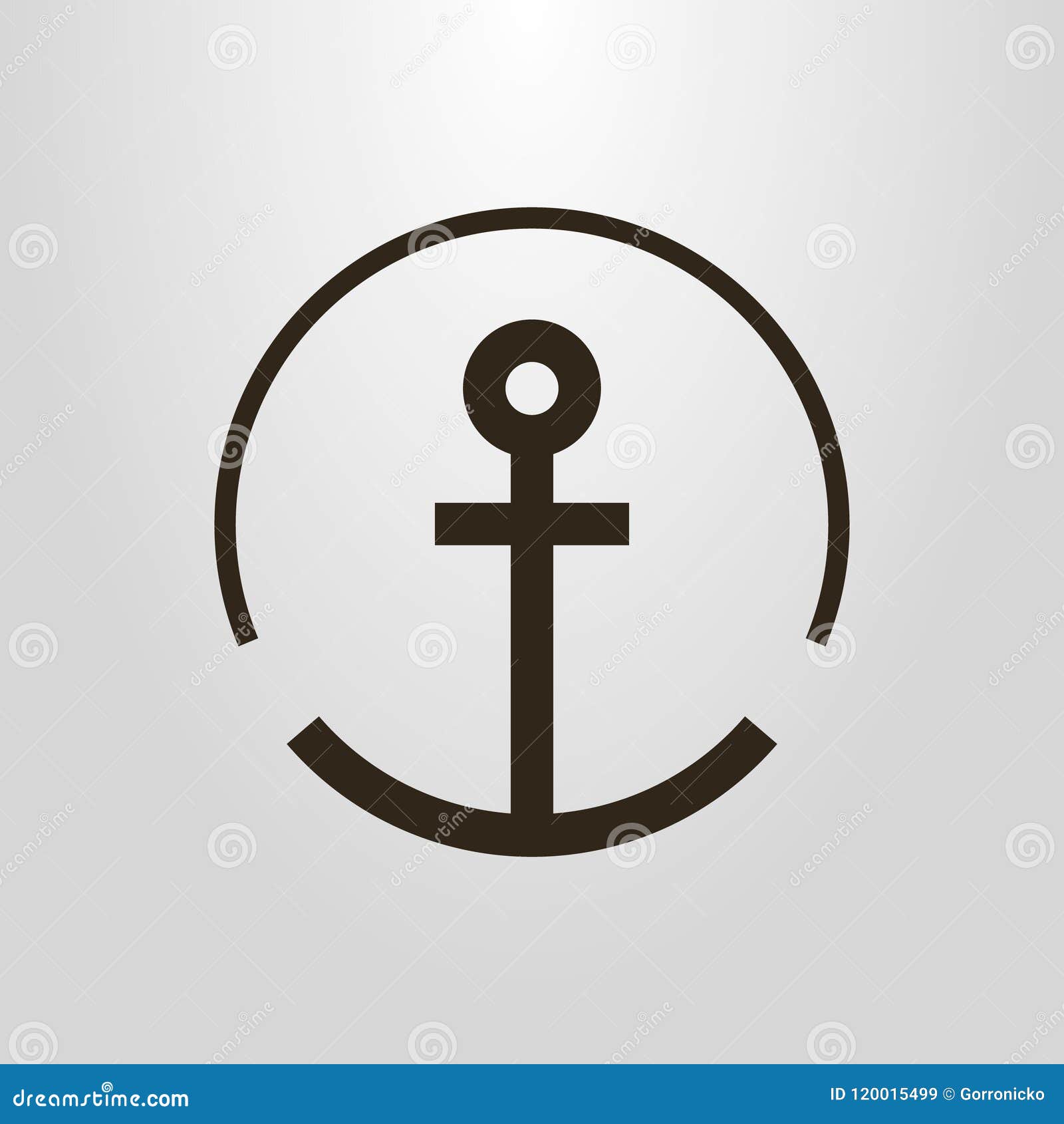 Simple Vector Line Art Round Pictogram of an Anchor Stock Vector
