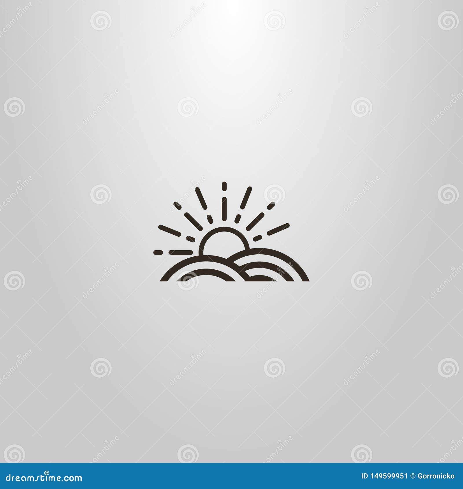 Simple Vector Line Art Sign of Sun that Rise Above the Land Plot Stock ...