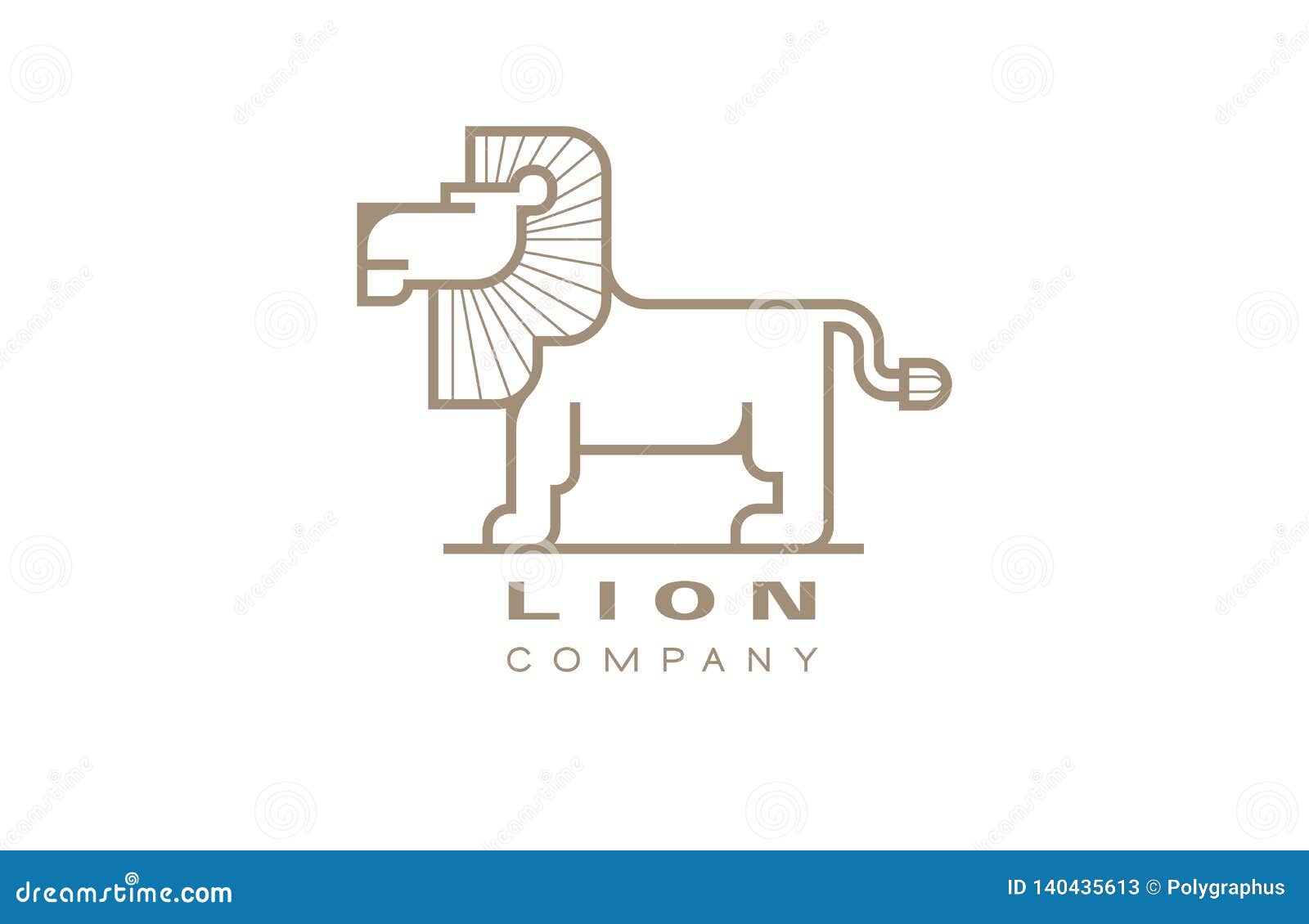 simple  line silhouette standing lion logotype