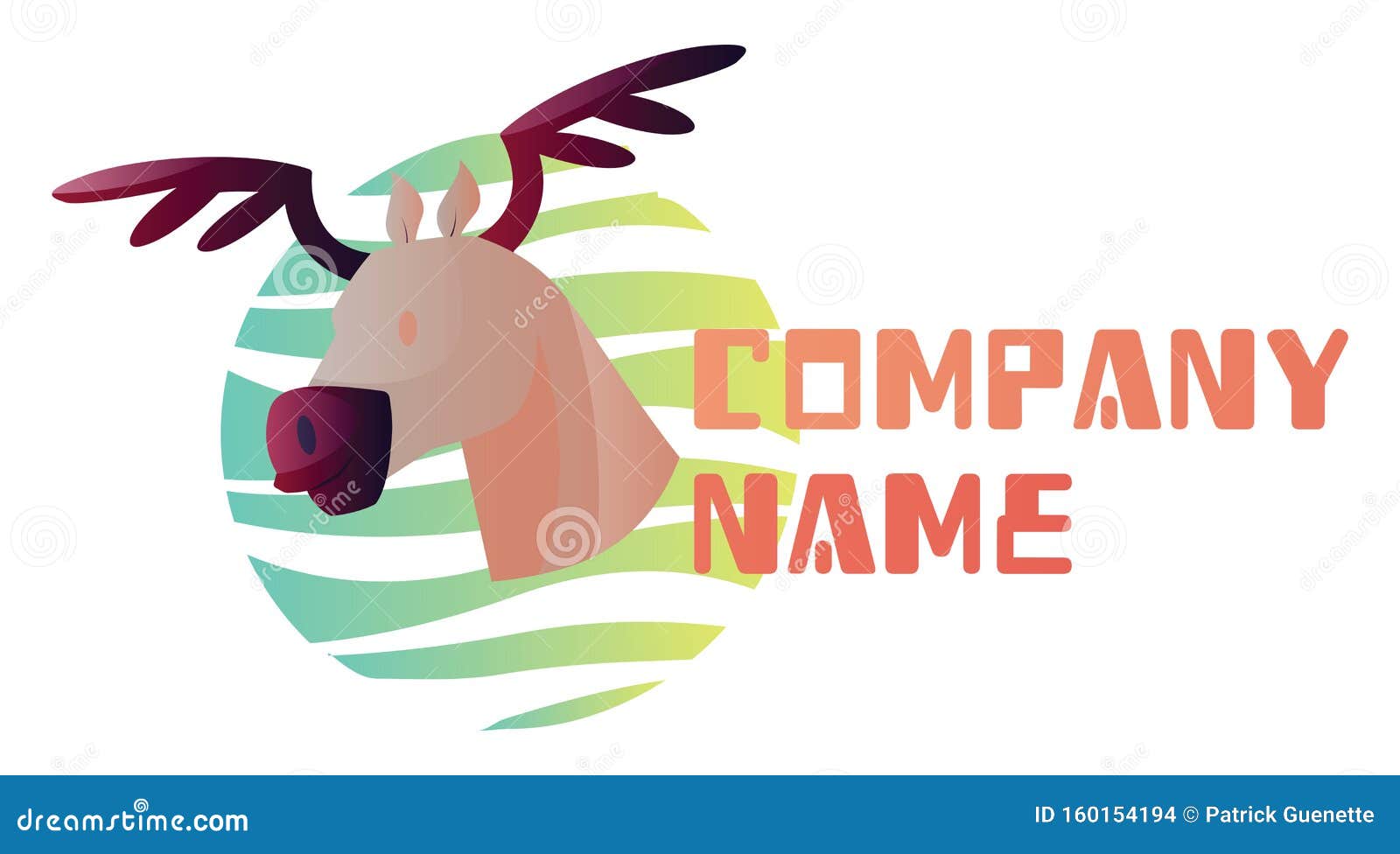 simple  logo  of a moose head inside colorful bubble next to a blank text space