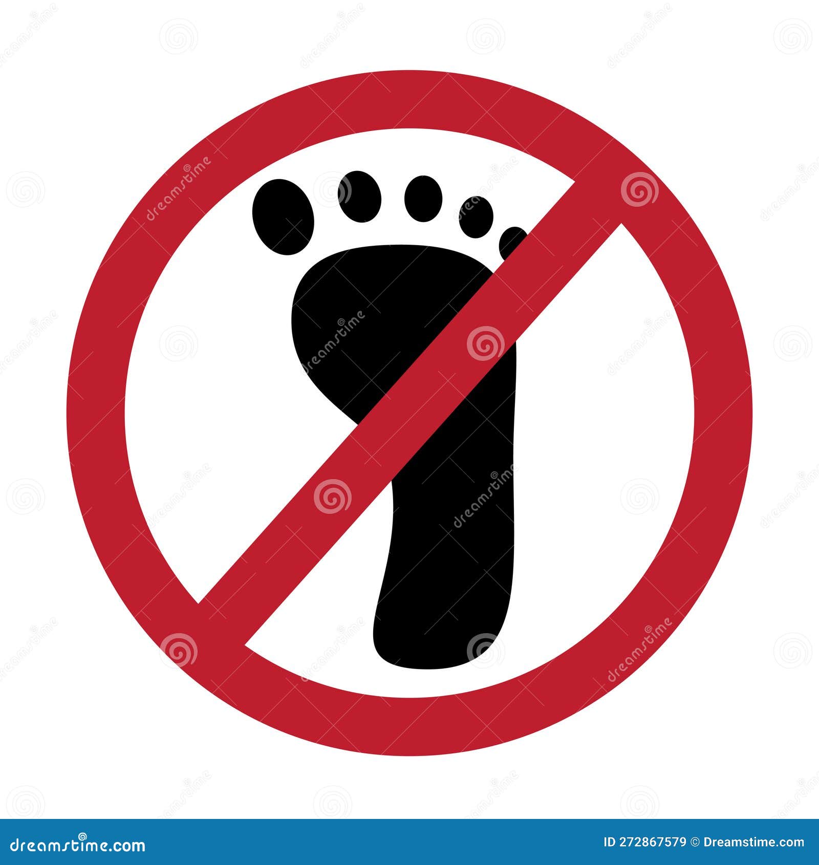 Simple Vector Prohibition Sign, Do Not Step or Barefoot Stock Vector