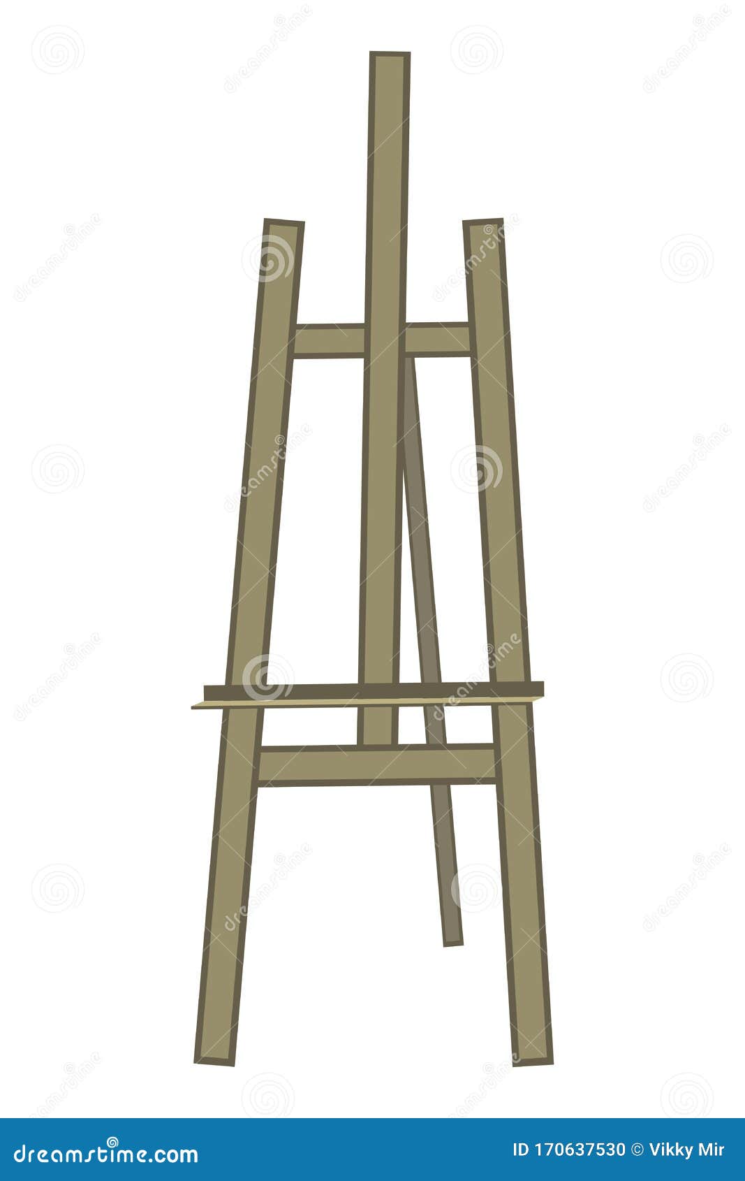 a easel or sketchbook for the artist  on a white background, a  stock  with a flat wooden object as a