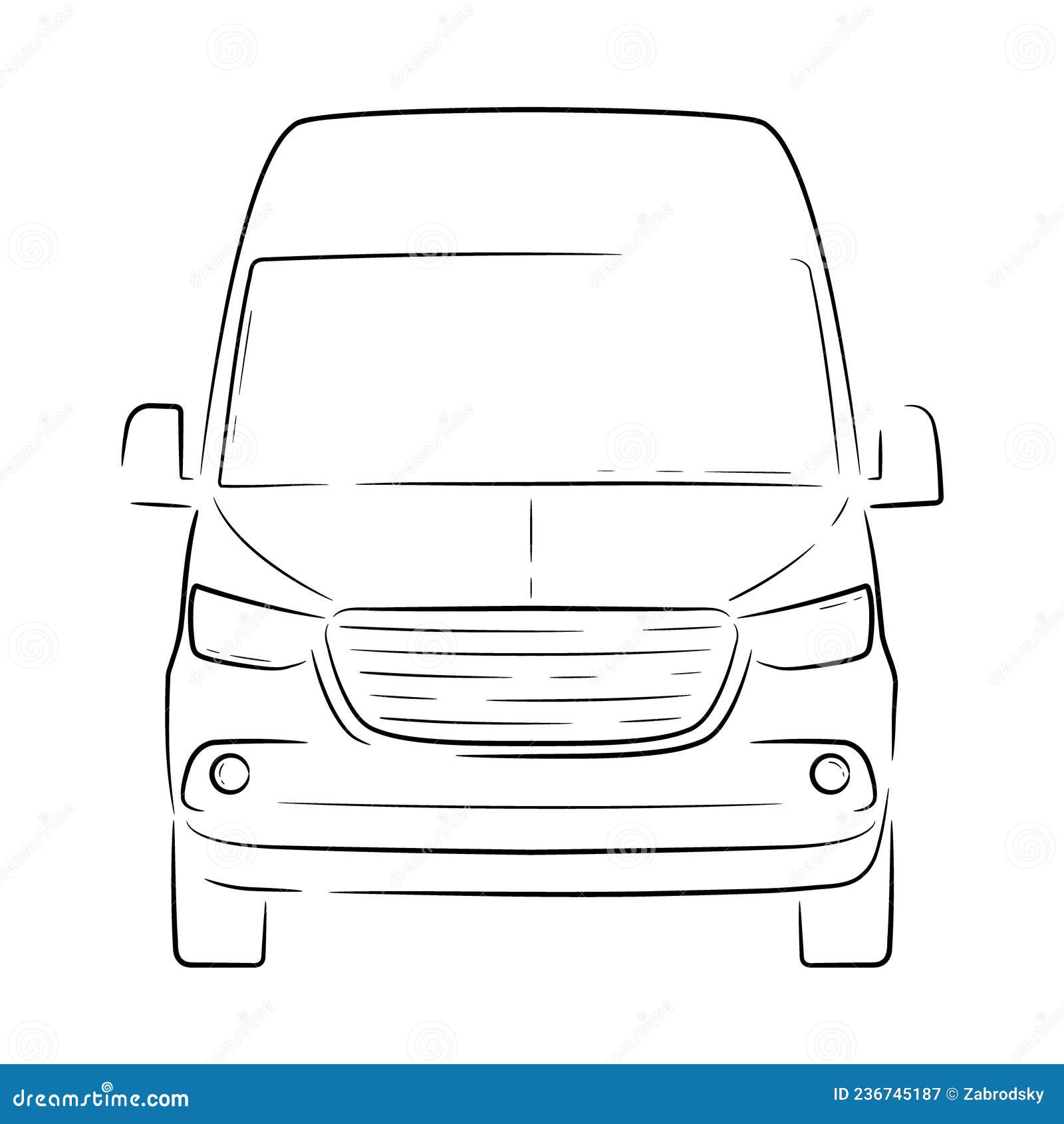 Simple Vector Technical Drawing of a Larger Van. White Background ...