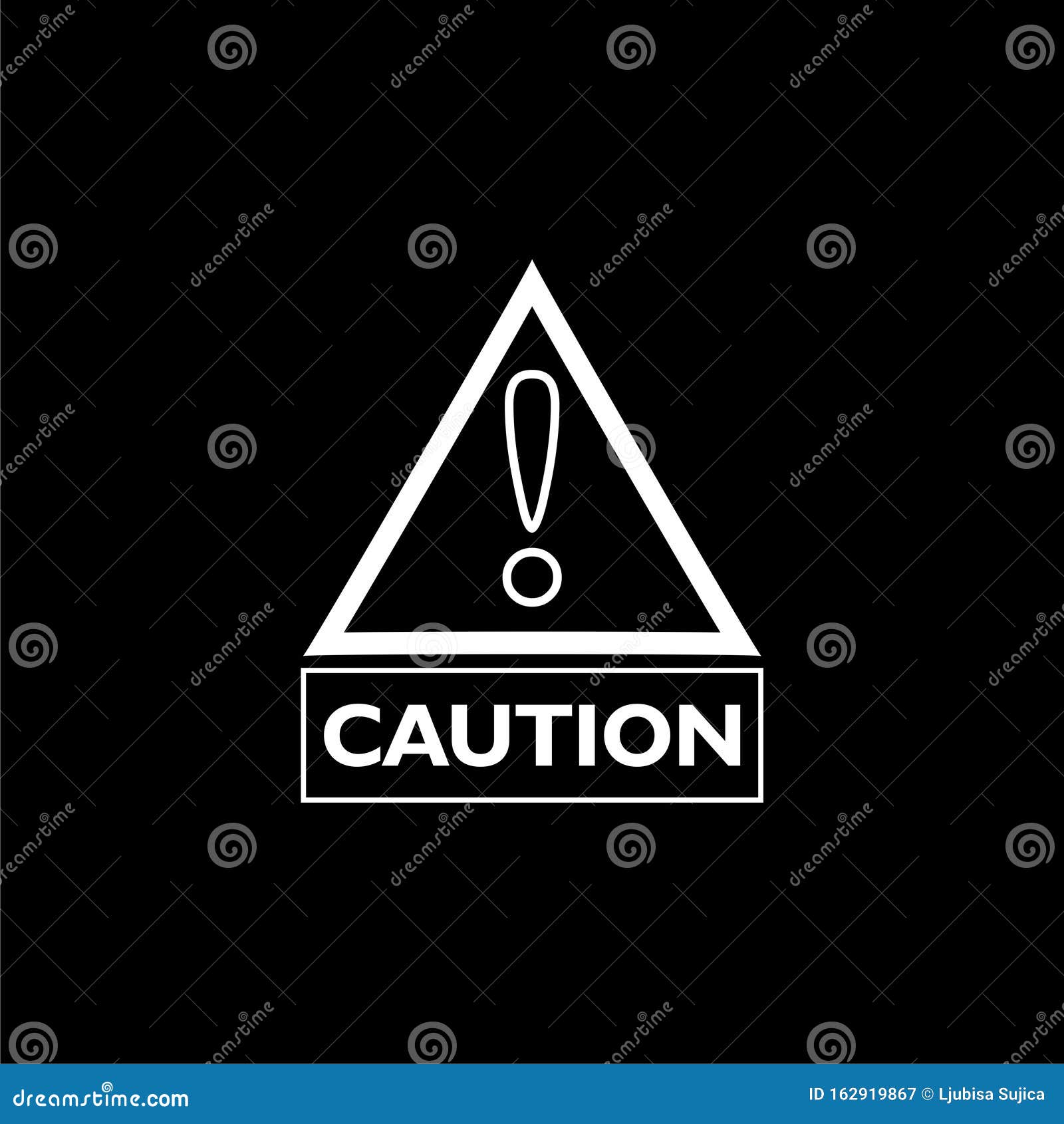 Simple Warning Sign Over Black Background Stock Vector Illustration of caution, halt 162919867