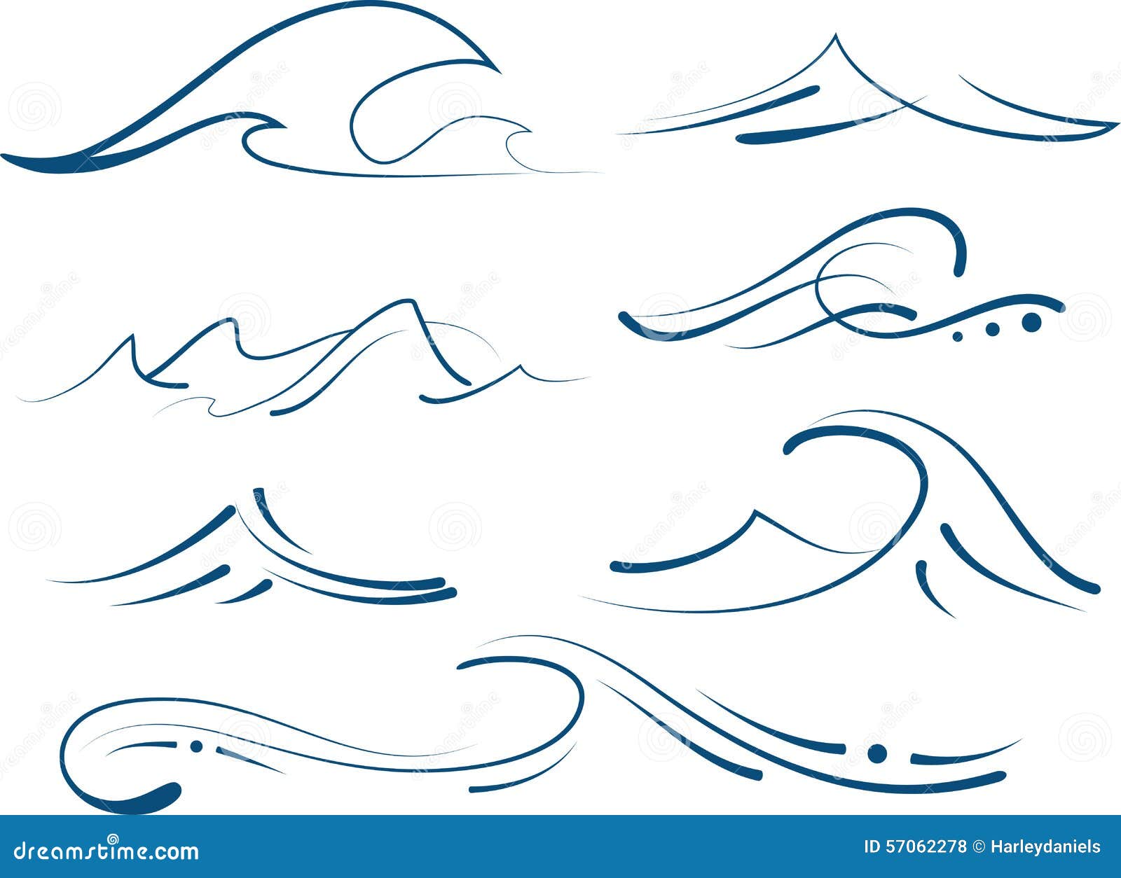 Hand Drawn Blue Water Wave Set Stock Vector (Royalty Free) 1556614475 |  Shutterstock