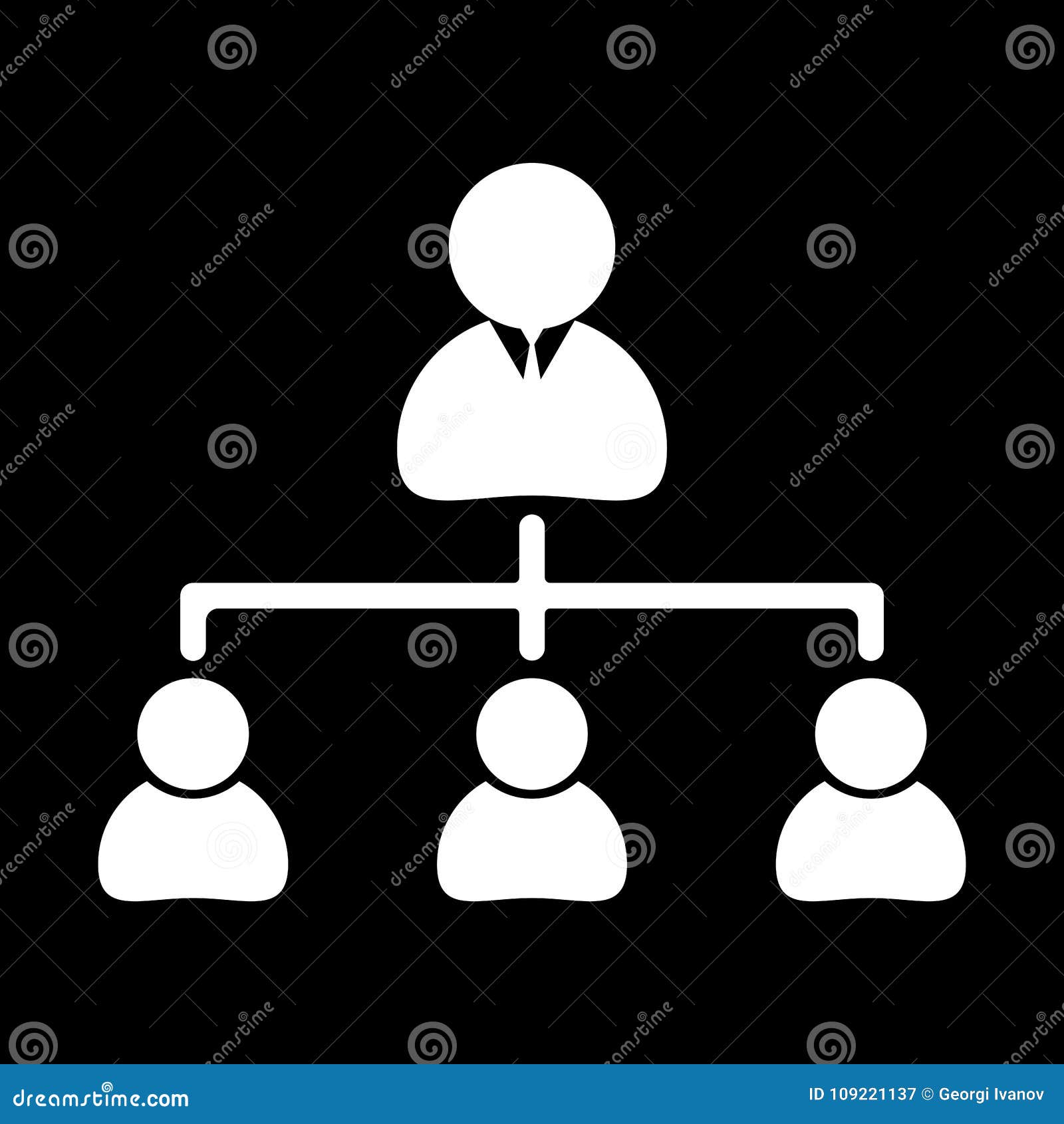 Simple White On Black Organisation Chart Stock Vector Illustration