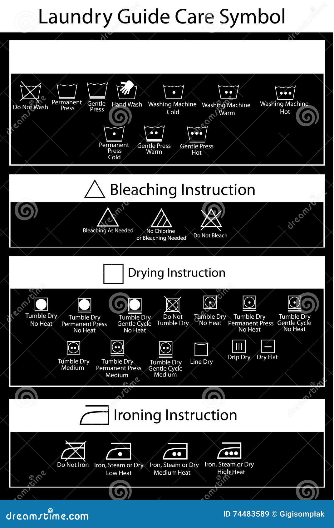 Simple White Laundry Guide Symbol at Black Background Stock Vector ...