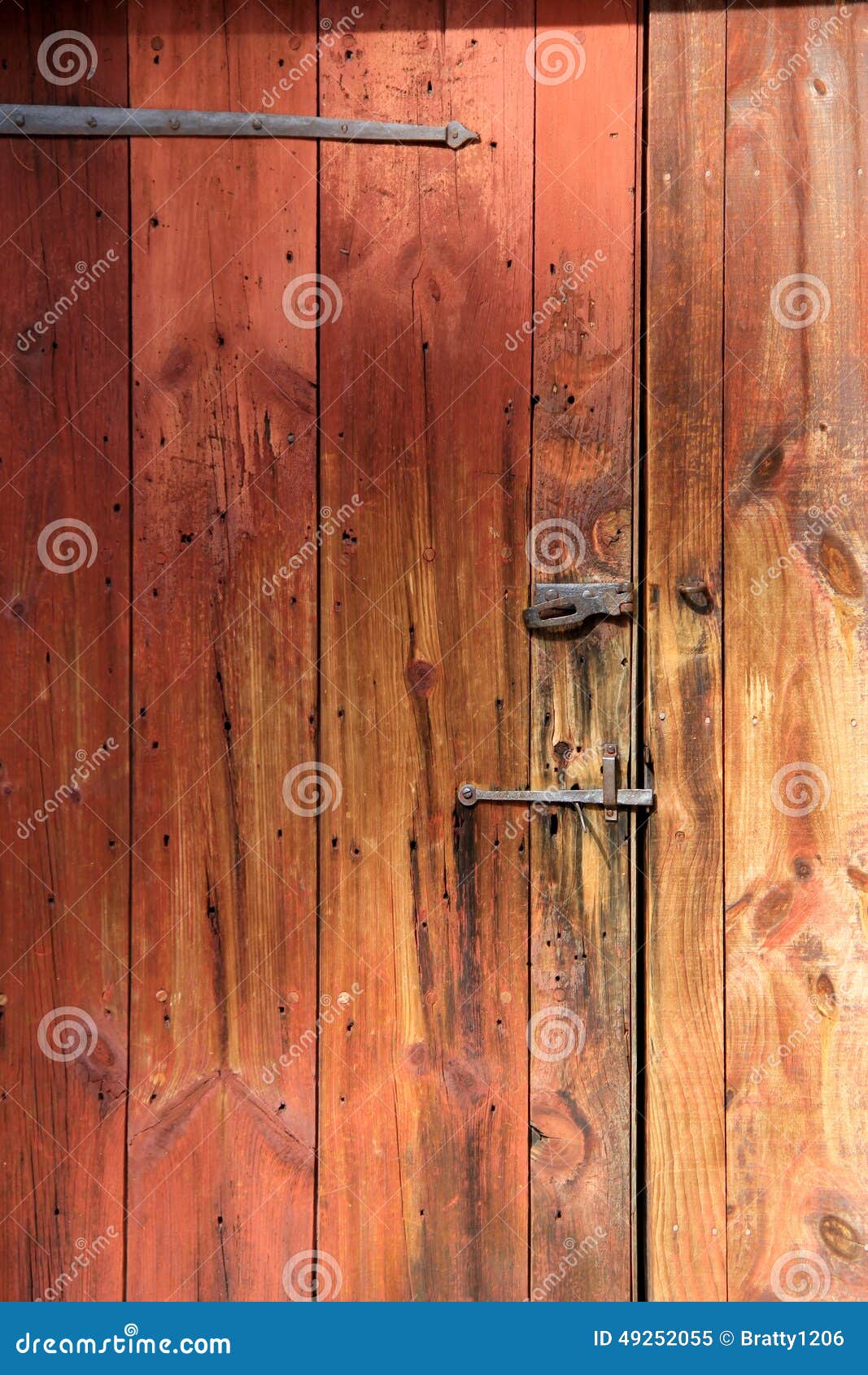 Simple Wood Door with Old,rusty Hardware Stock Image Image of