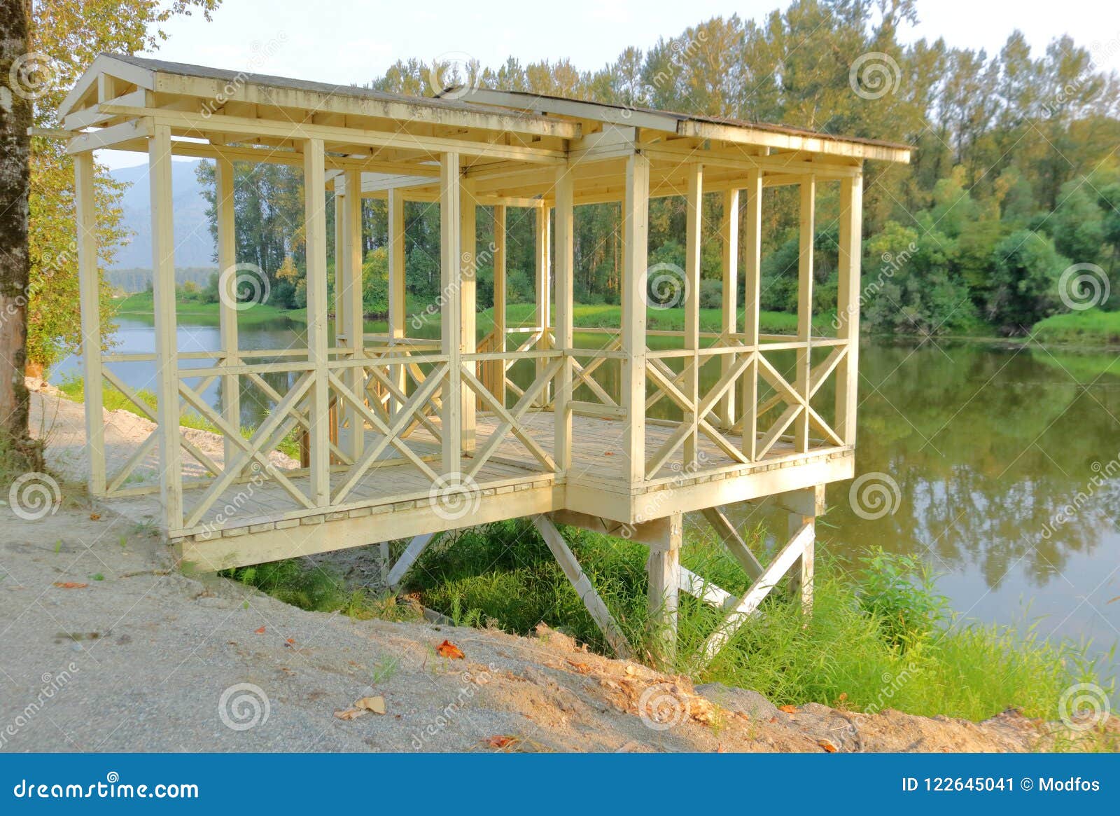 Simple Wooden River Deck stock image. Image of outdoors 122645041