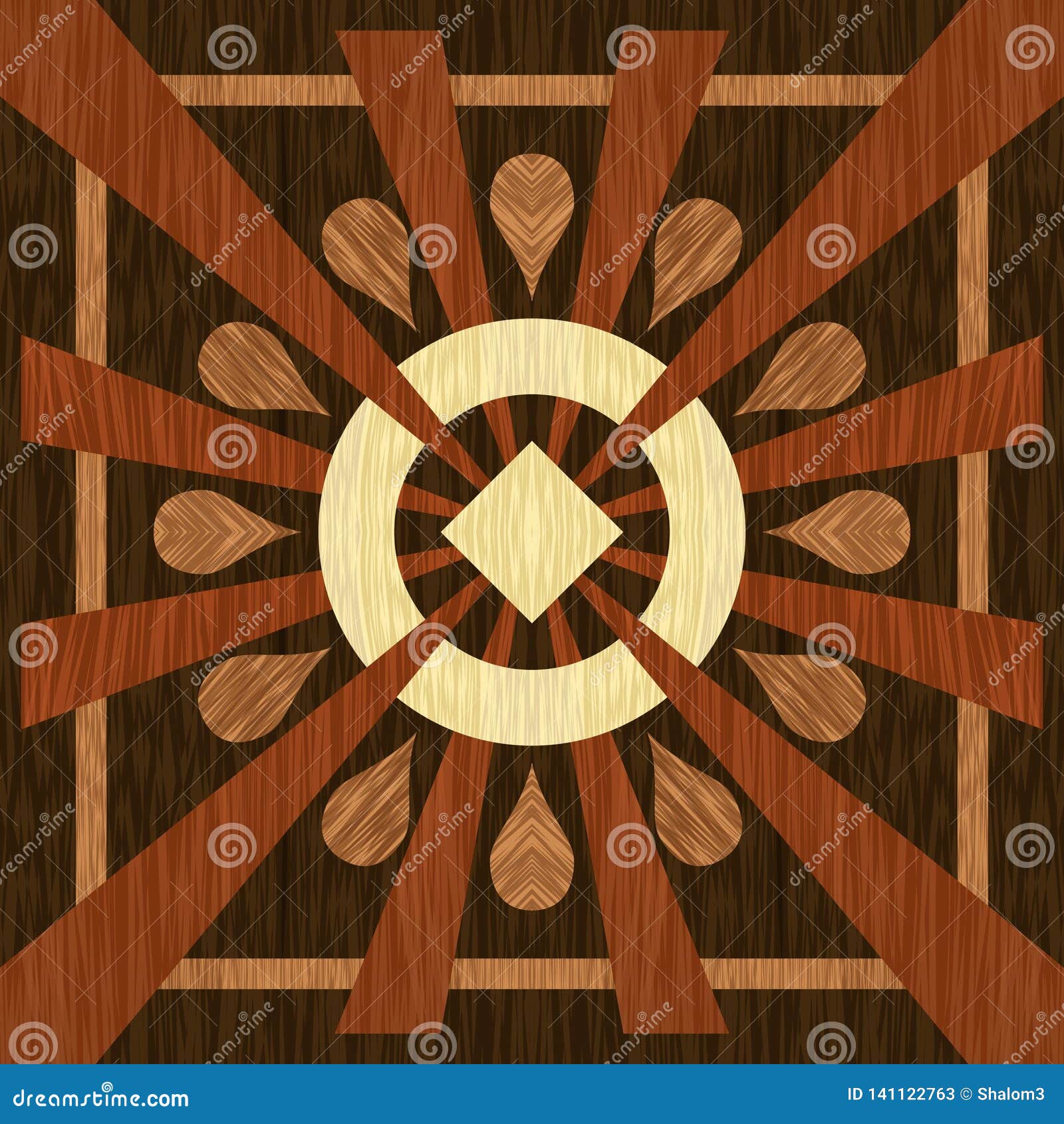 Simple Wooden Inlays Composed Of Rectangles Of Differently Colored