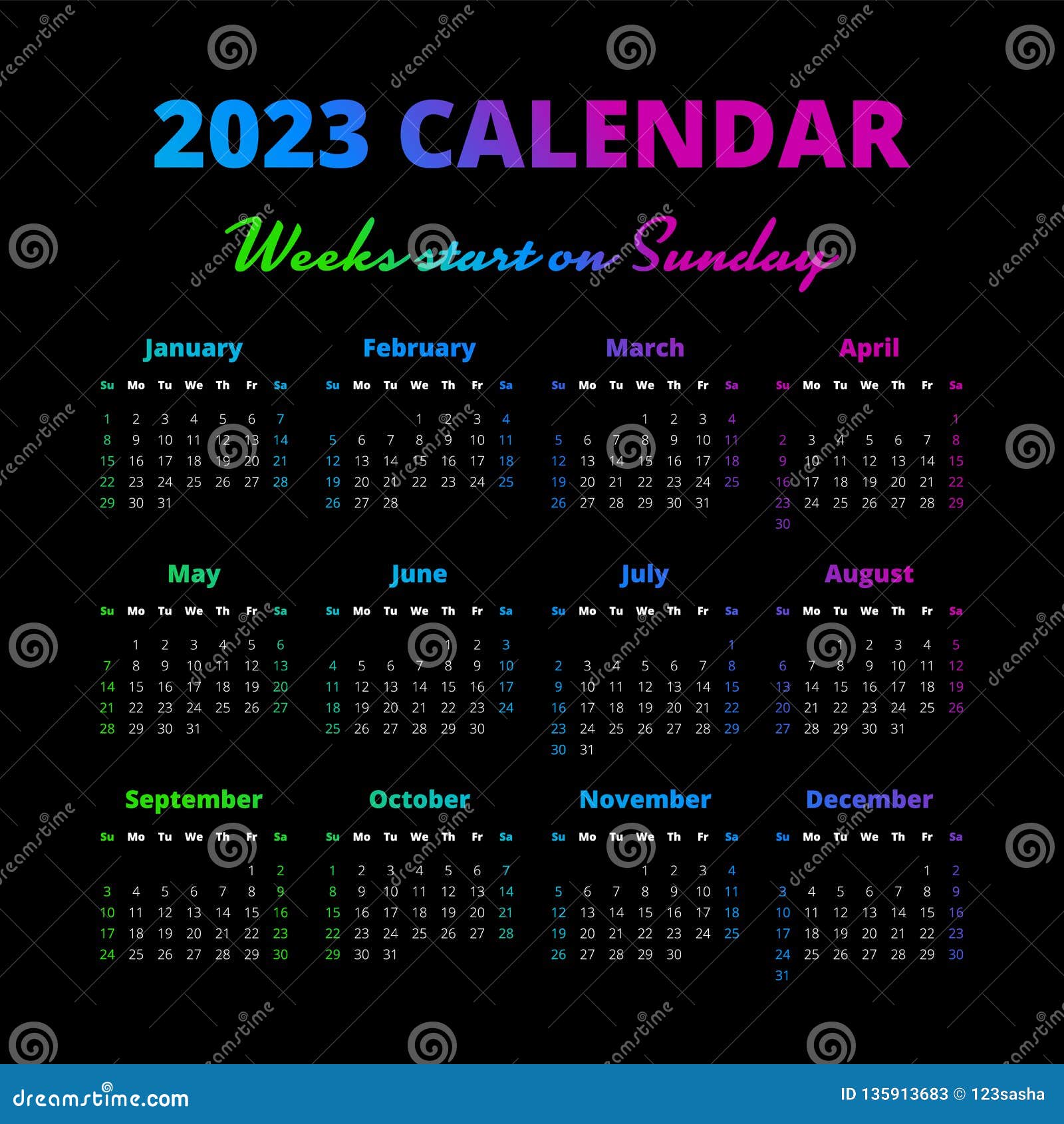 Simple 2023 Year Calendar Vector Illustration | CartoonDealer.com #80462266