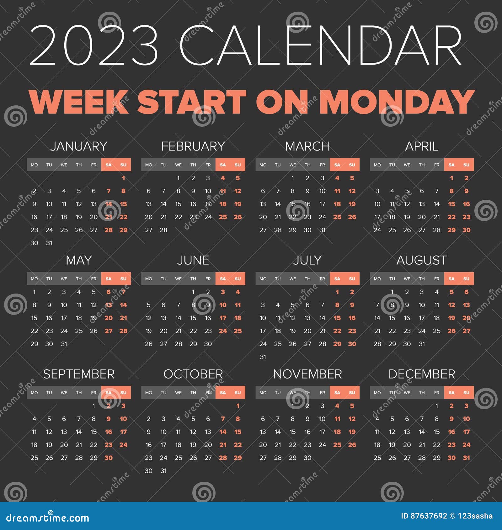 Simple 2023 Year Calendar Vector Illustration 80462266