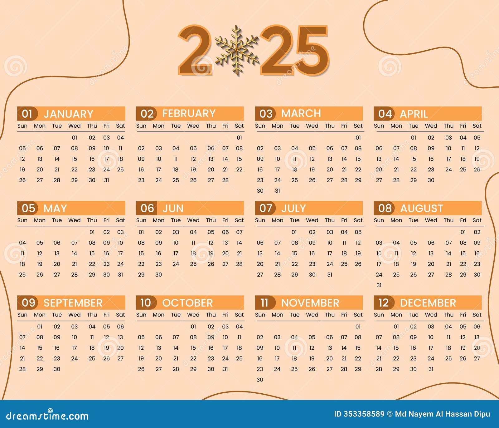 simple-2025-yearly-wall-calendar-template-printable-design-vector