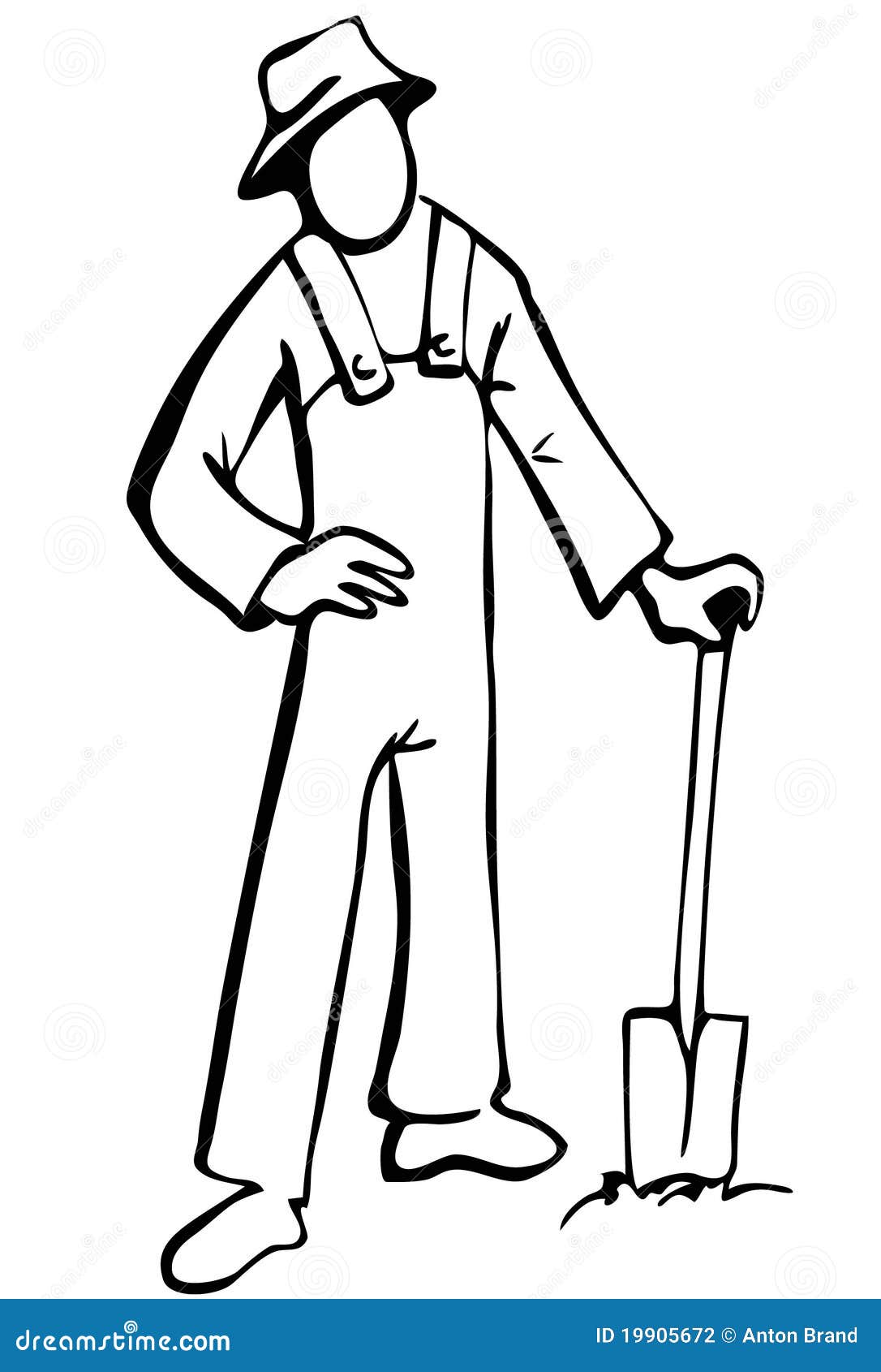 clipart farmer black and white