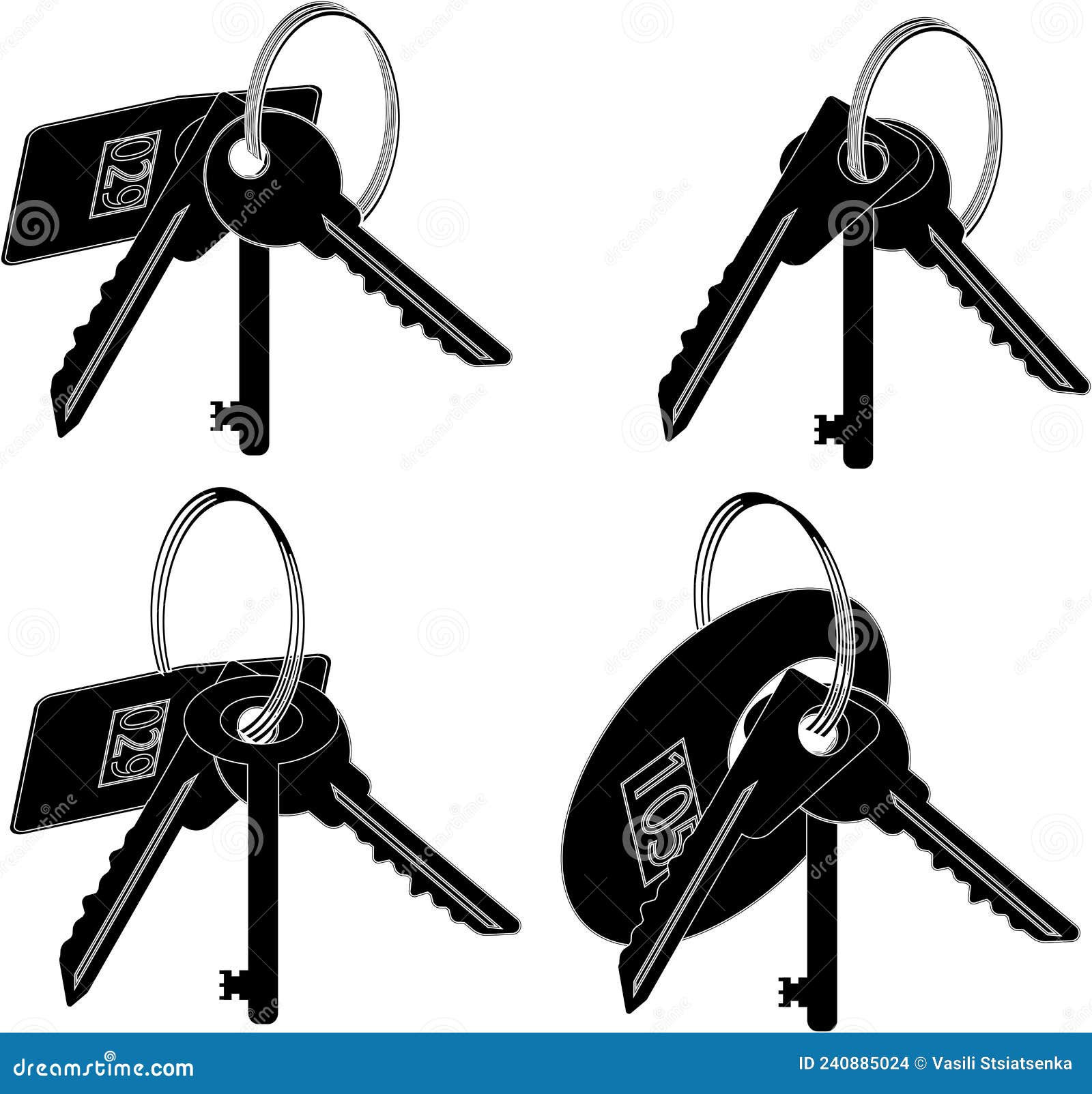 Simplified Image of a Bunch of Door Keys with Keyring and Digital