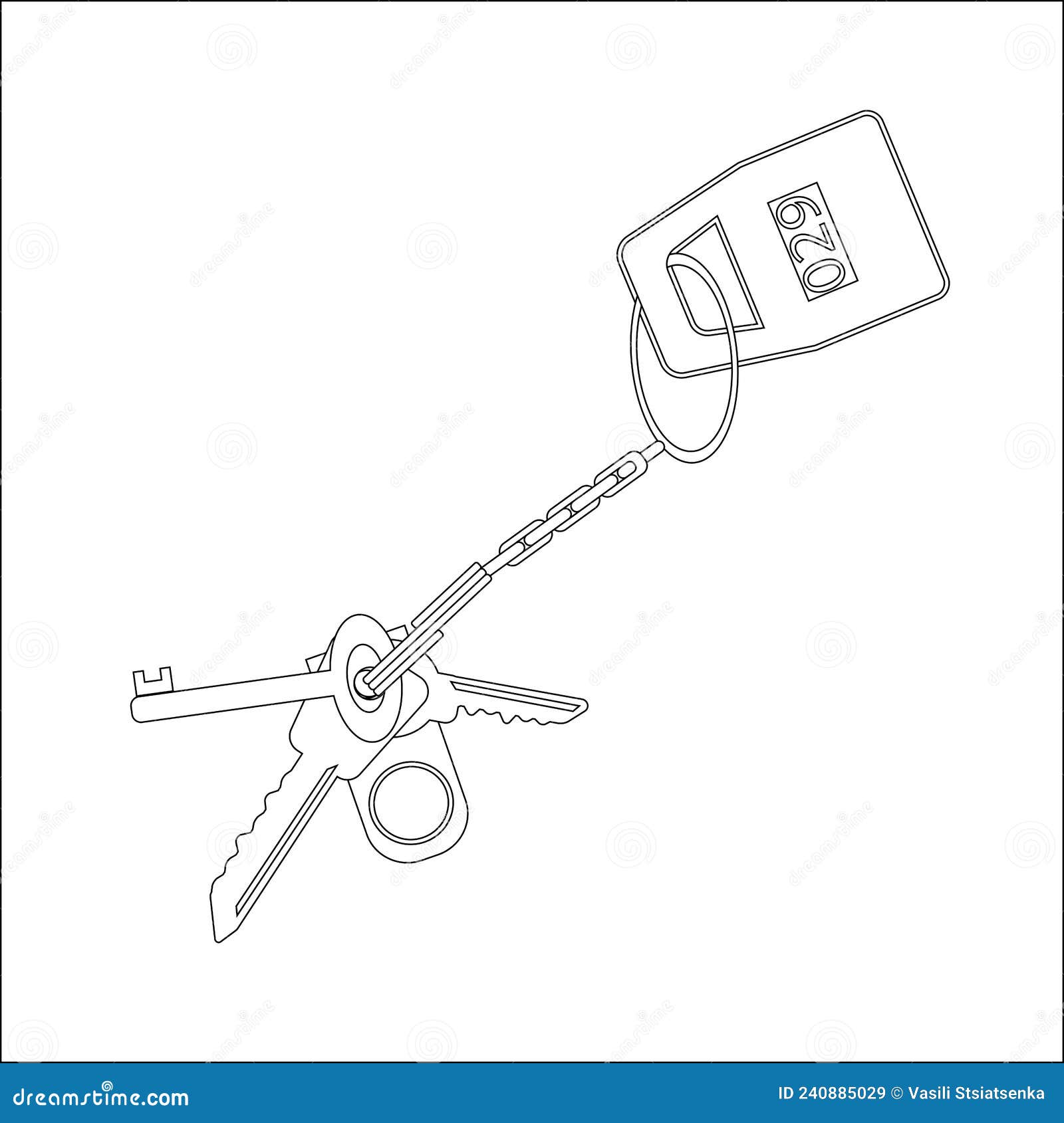 Simplified Image of a Bunch of Door Keys with Keyring and Digital