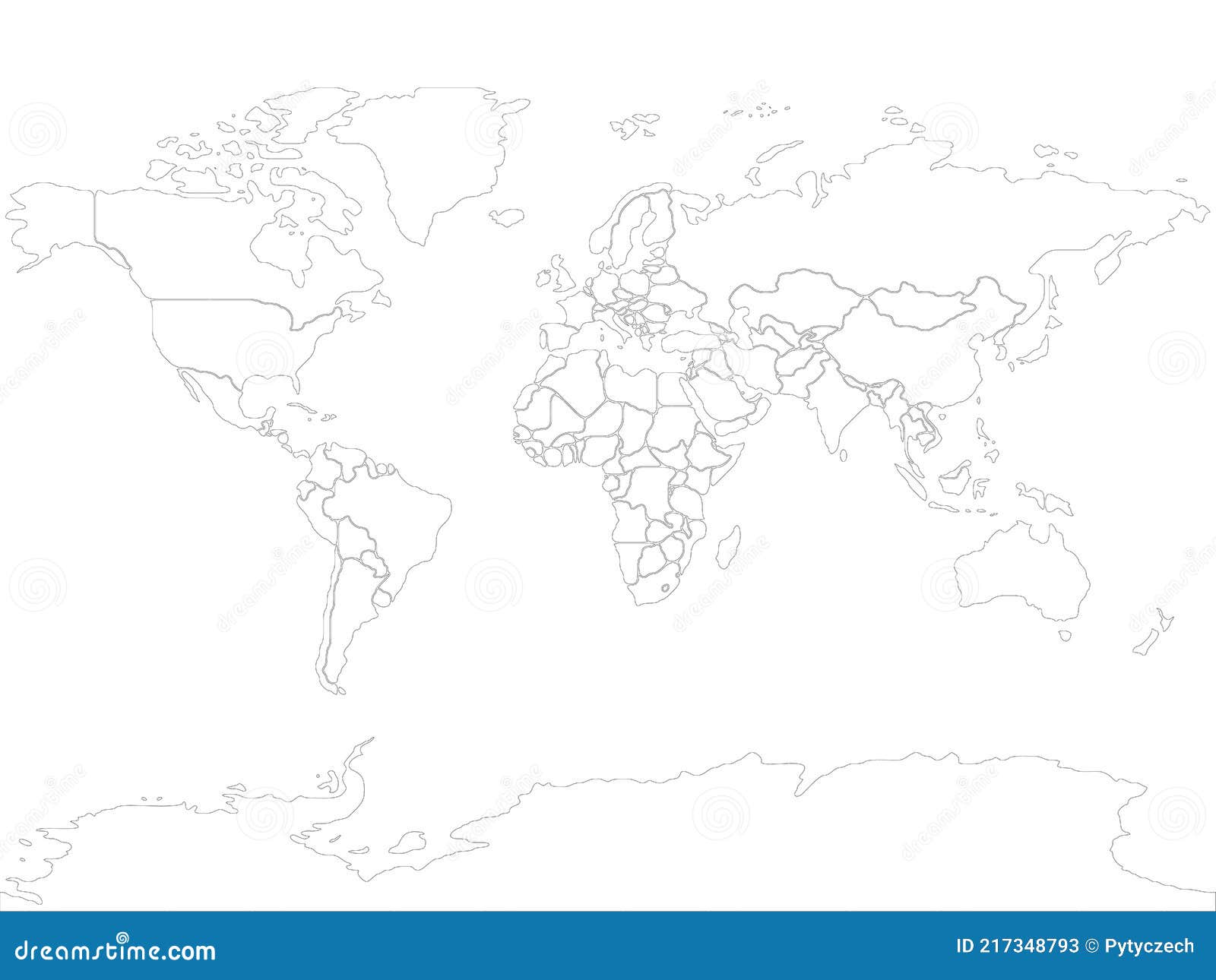 Simplified Smooth Border World Map Stock Vector Illustration Of