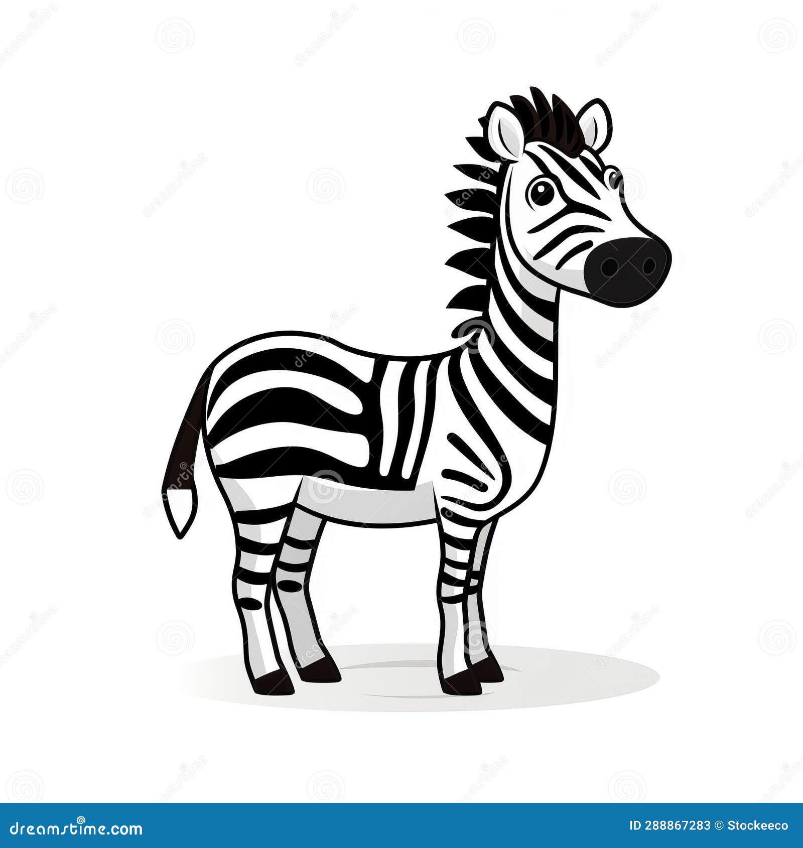 simplistic cartoon zebra icon - playful character 