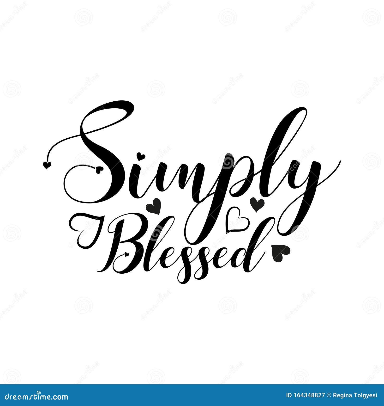 simply blessed- positive calligraphy text.