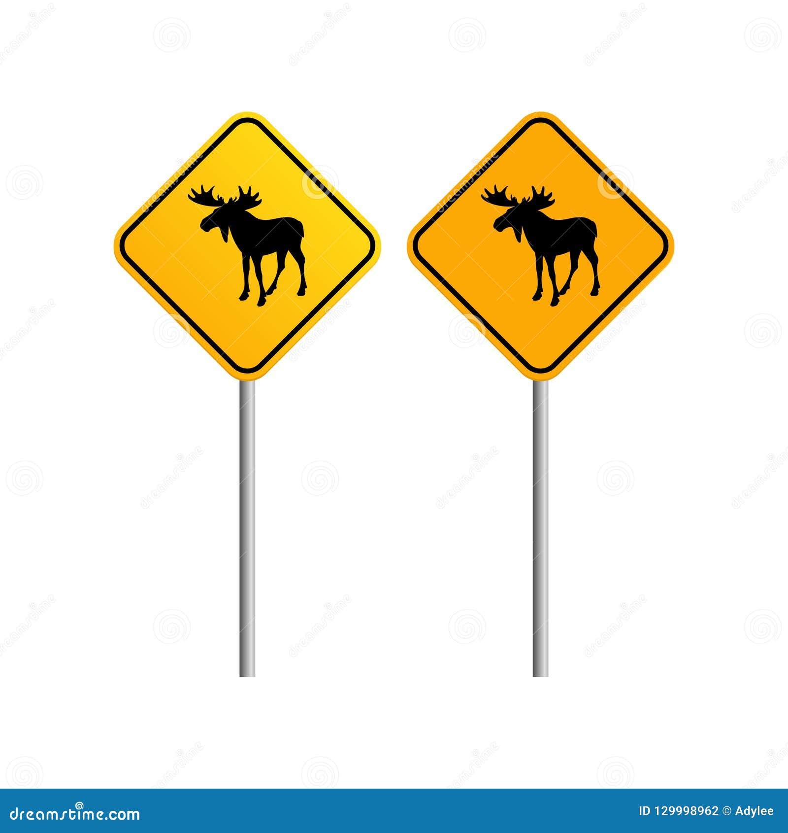 Sinal De Estrada Dos Alces Com Fundo Do Ceu Azul E Da Nuvem Foto De Stock Ilustracao De Alces Sinal 129998962