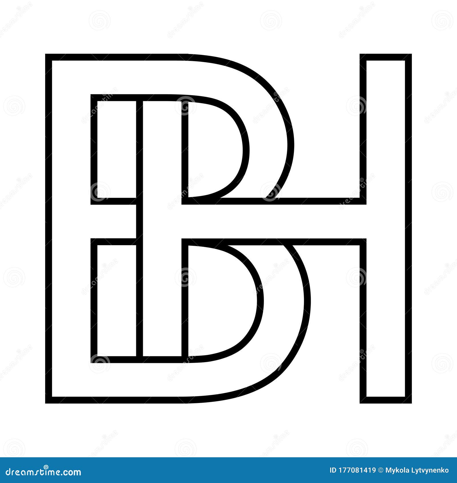 Sinal De Logotipo Bh ícone Símbolo Duas Letras Entrelaçadas B H