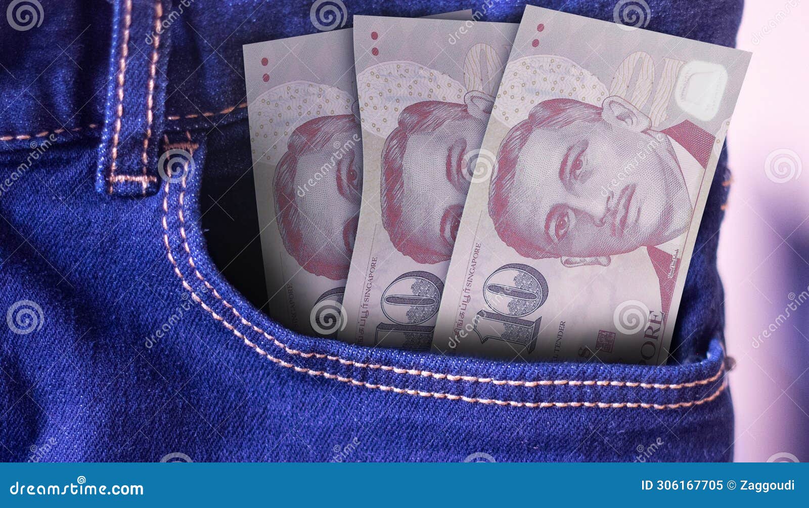 sierra leone 5000 leones banknotes in pocket of jeans
