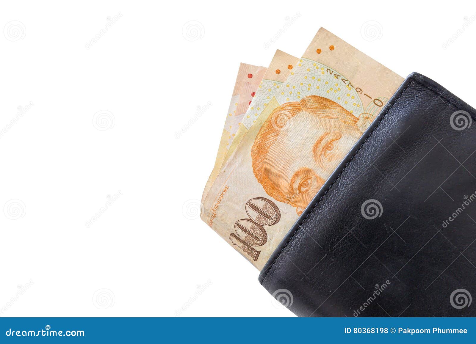 Singapore Dollars in a Black Wallet Isolated on White Background. Stock ...