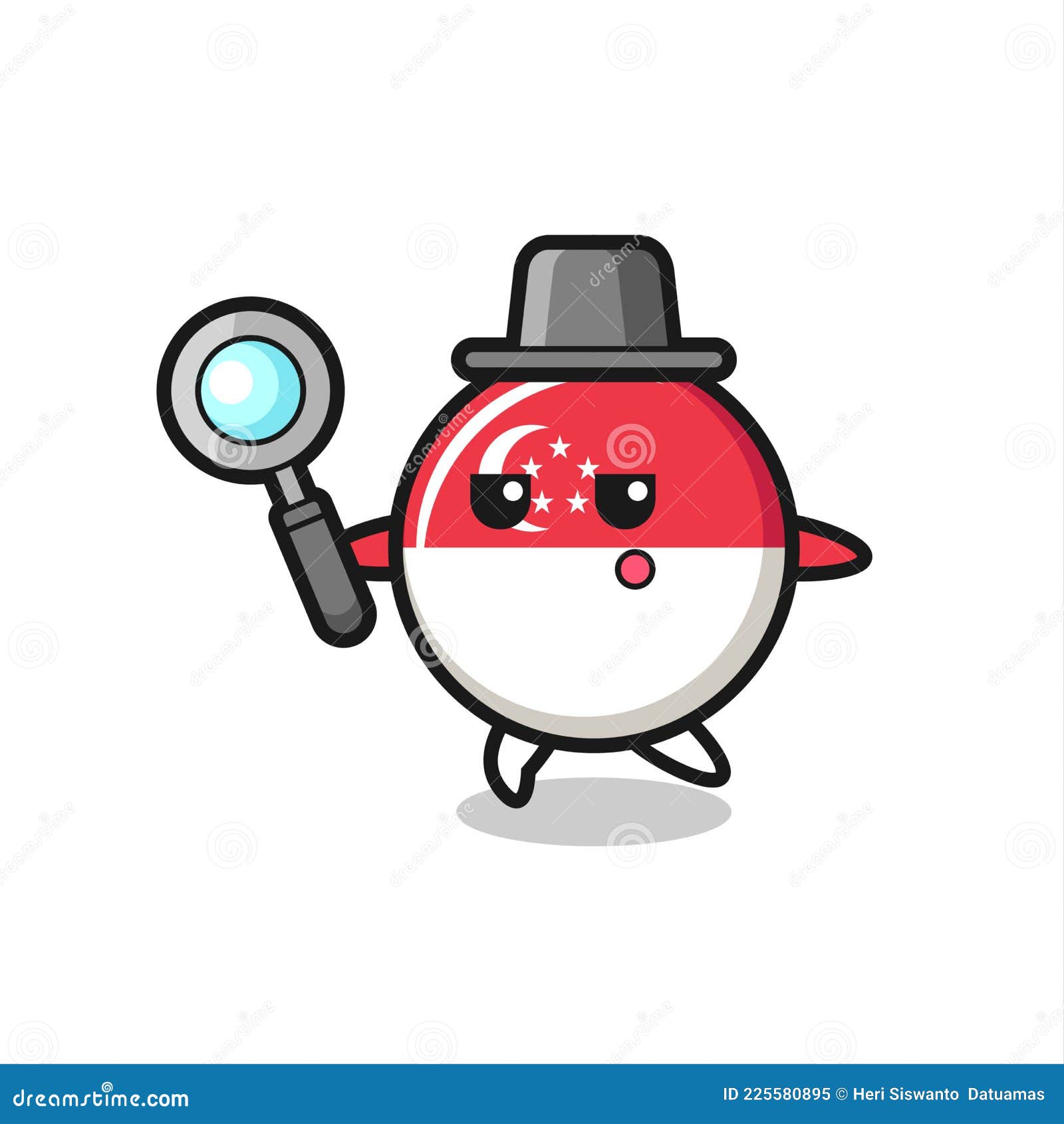 Singapore Flag Badge Cartoon Character Searching with a Magnifying Glass  Stock Vector - Illustration of asia, information: 225580895