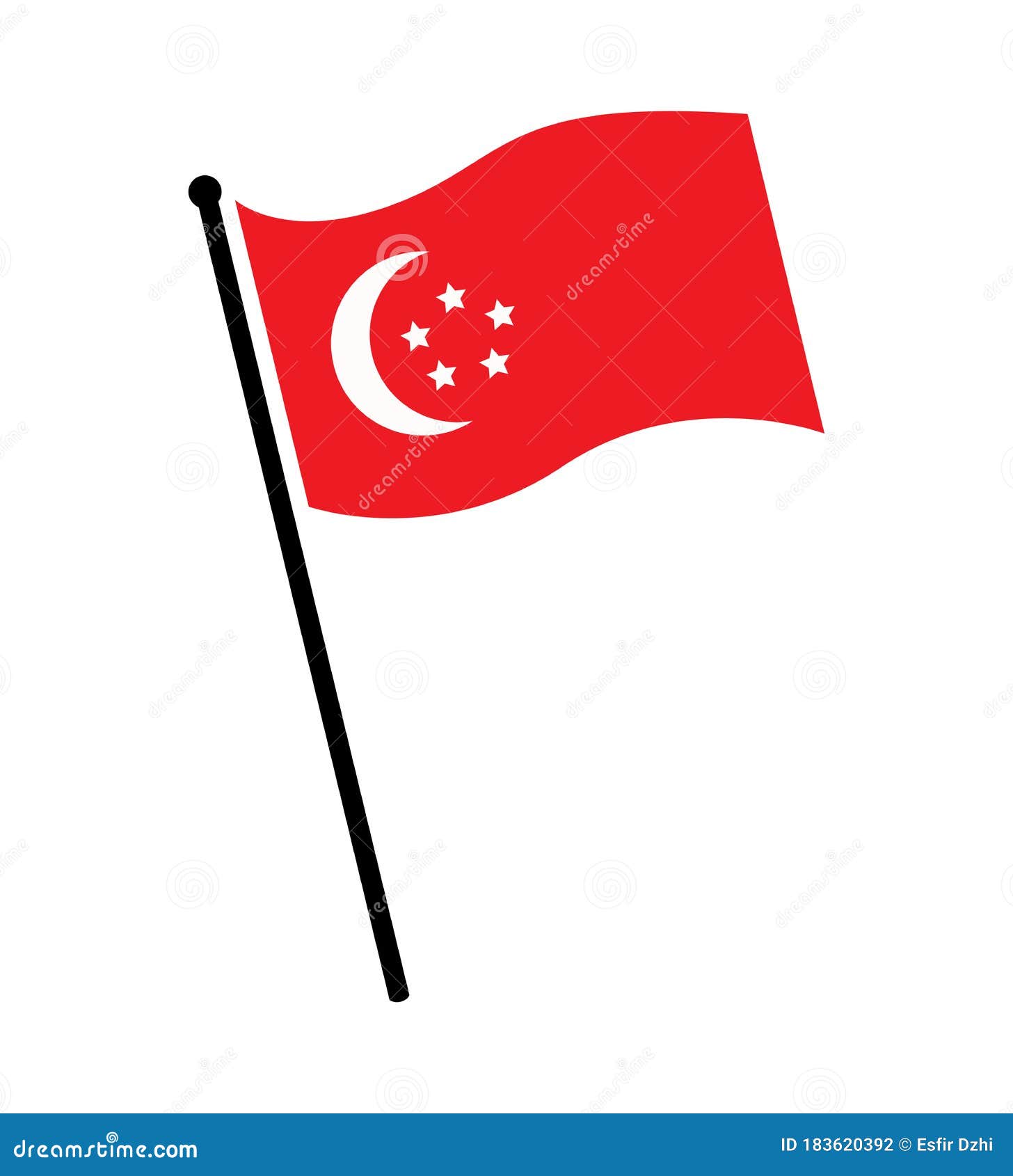 singapore flag    on white
