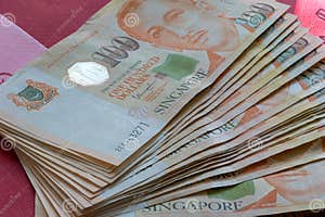 Singapore SGD One Hundred Dollar Stack Closeup Stock Photo Image Of 