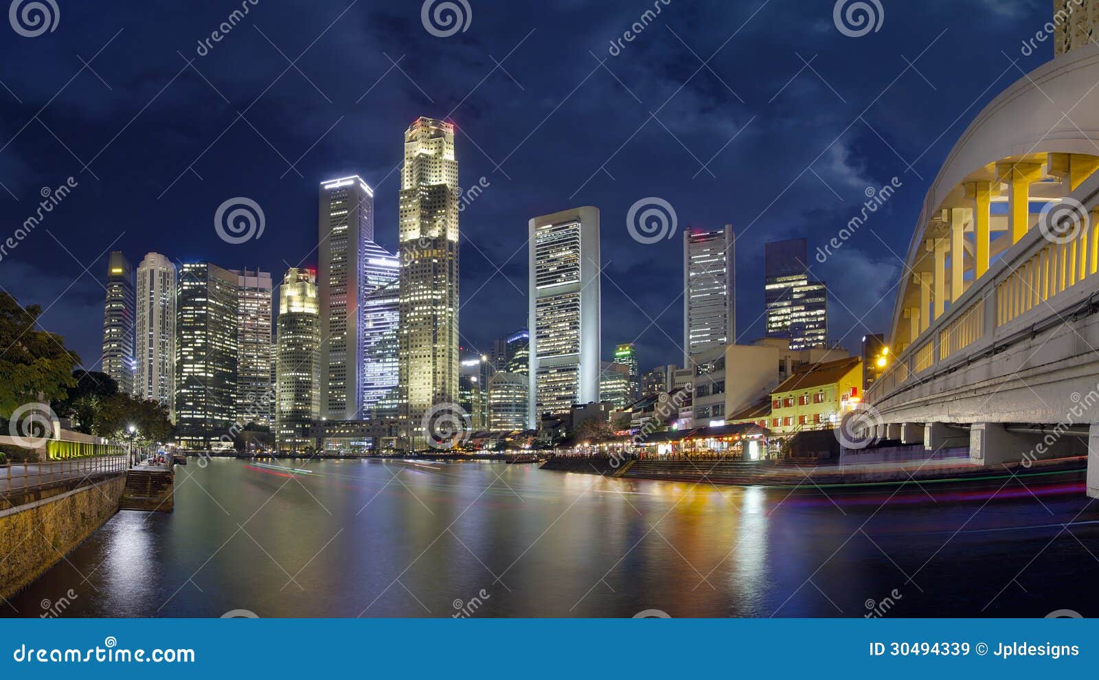 singapore skyline from boat quay