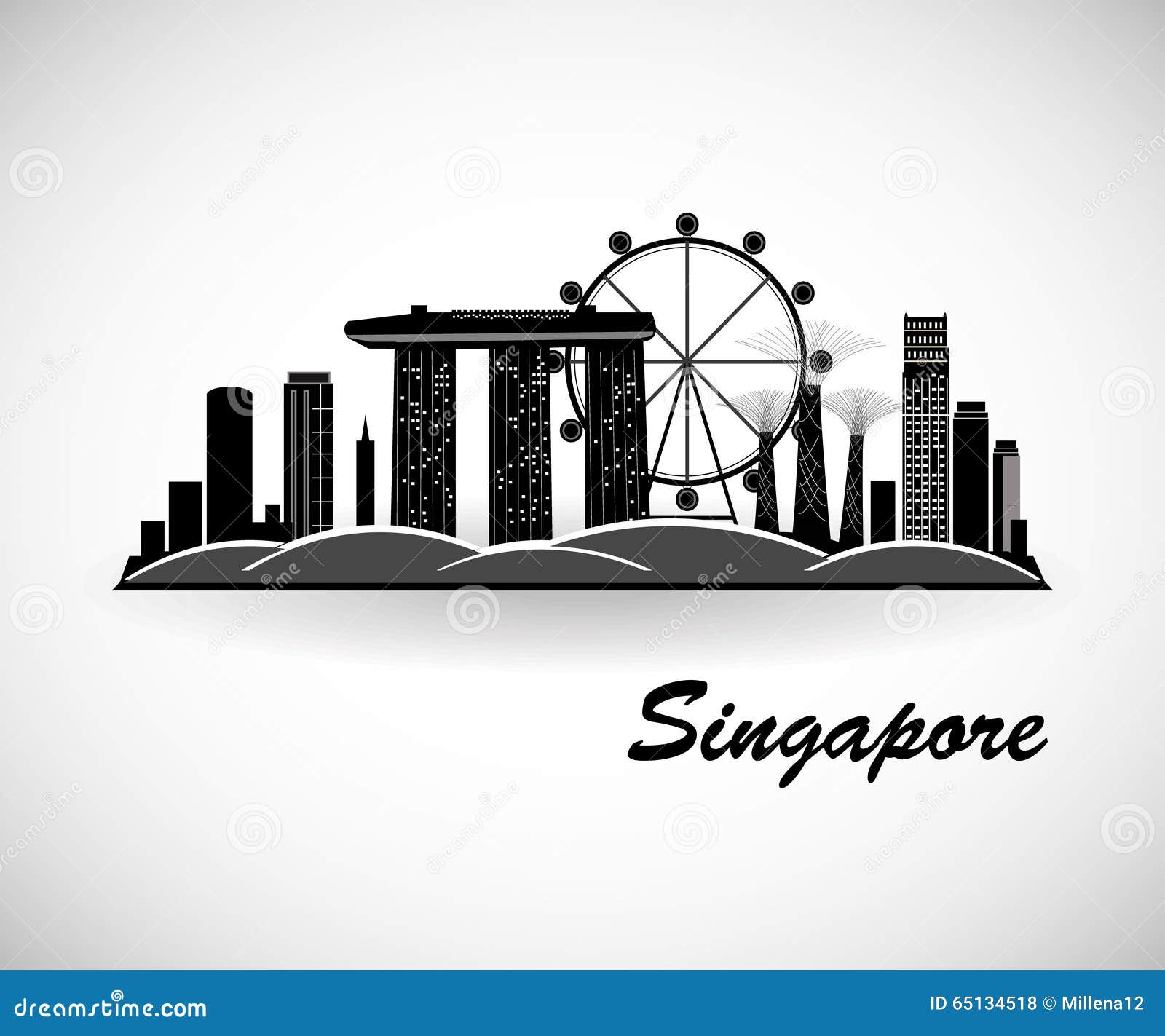 Singapore Skyline. City Silhouette Stock Vector Illustration of