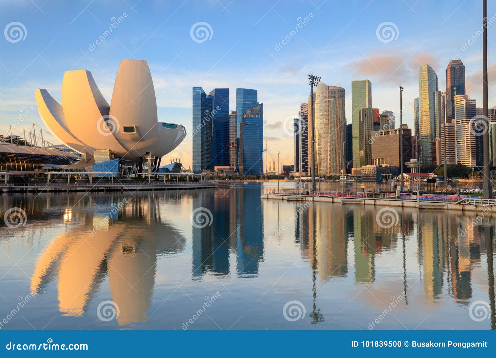 singapore skyline at the marina during twilight, view of marina bay