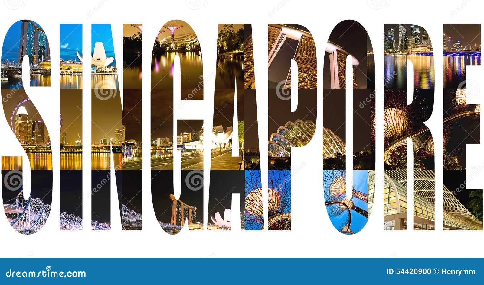 Singapore City Photo Collages Stock Illustration Illustration of