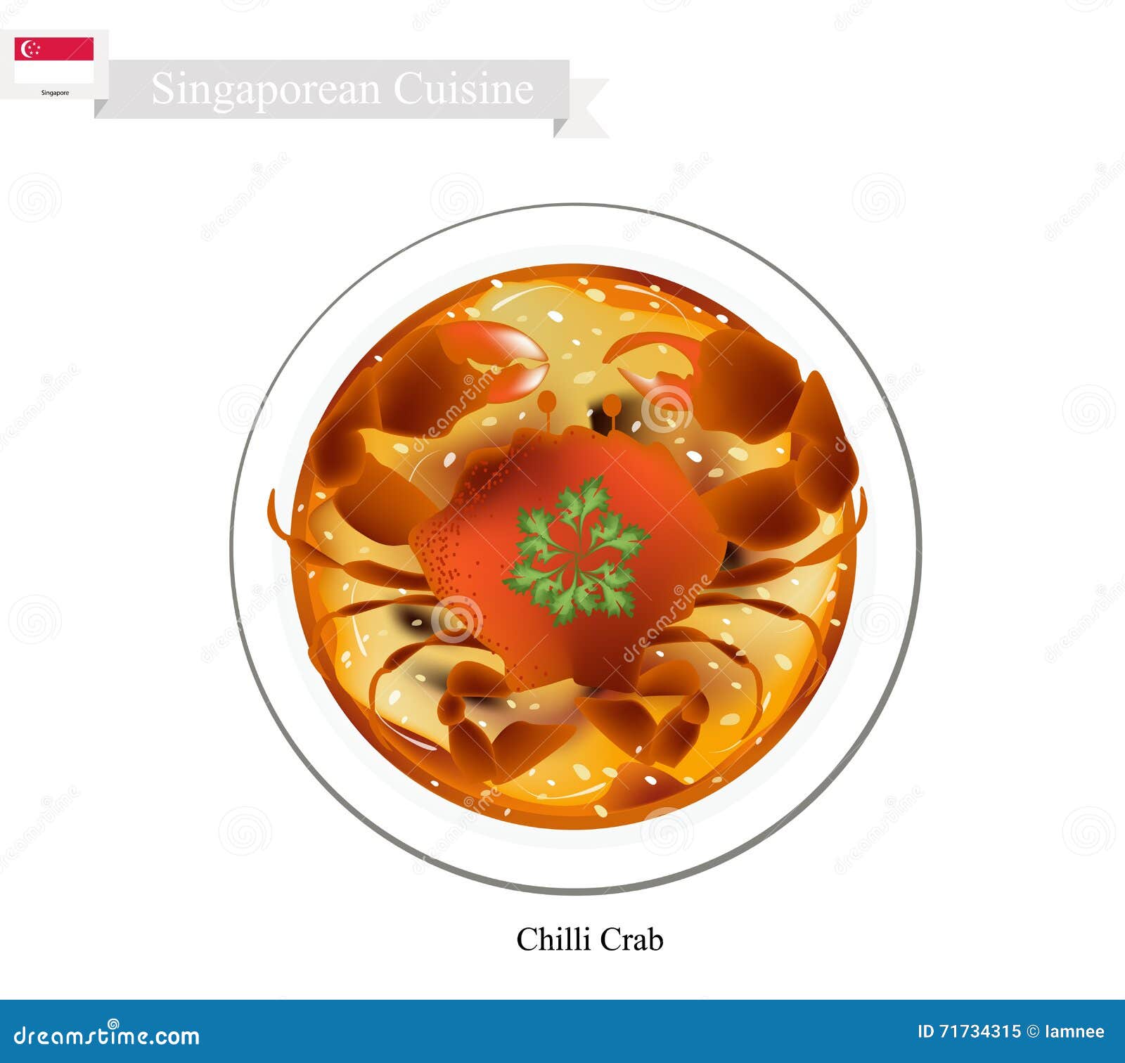 Singaporean Chilli Crab Popular Dish In Singapore Vector Illustration singaporean-chilli-crab-popular-dish-in-singapore-vector-illustration
