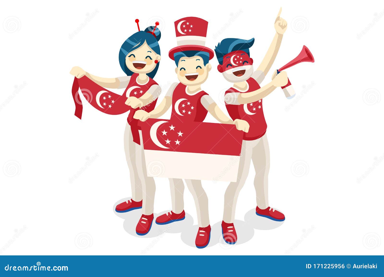 Singaporeans Singapore Flag National Day Stock Vector Illustration Of Isolated Hoisted 171225956