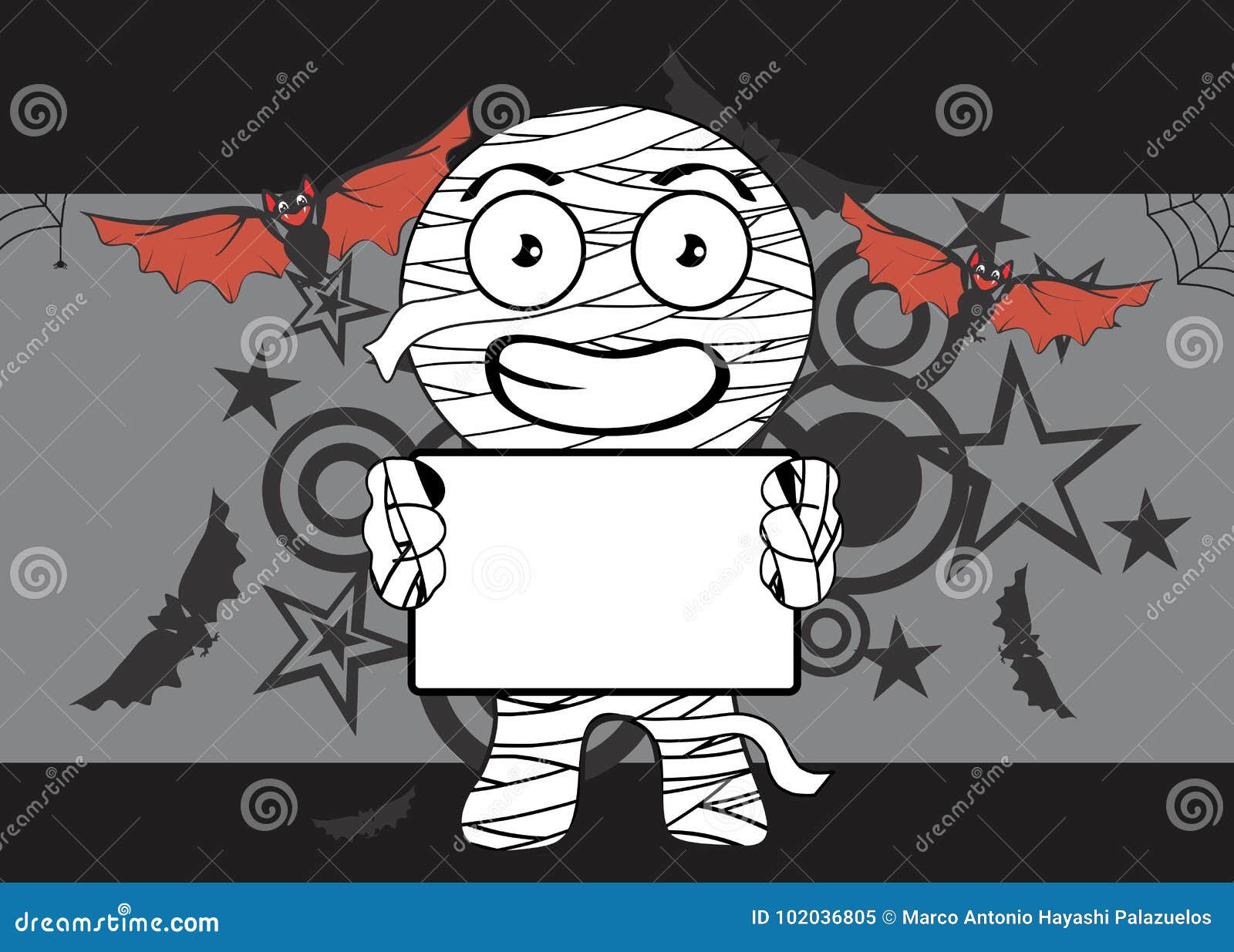 Singboard Little Mummy Kid Expression Cartoon Halloween Background Stock  Vector - Illustration of colorful, emotion: 102036805