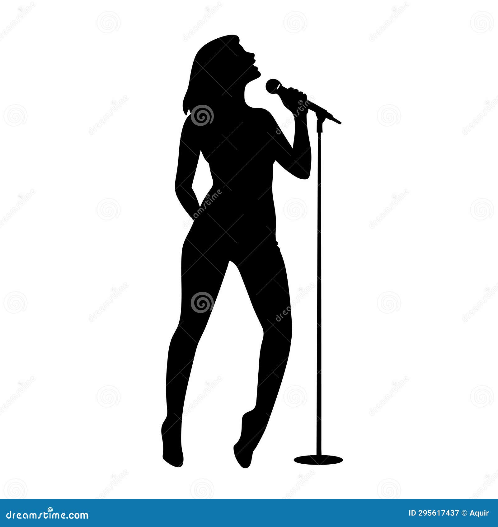 Singer Black Icon on White Background. Female Singer Silhouette Stock